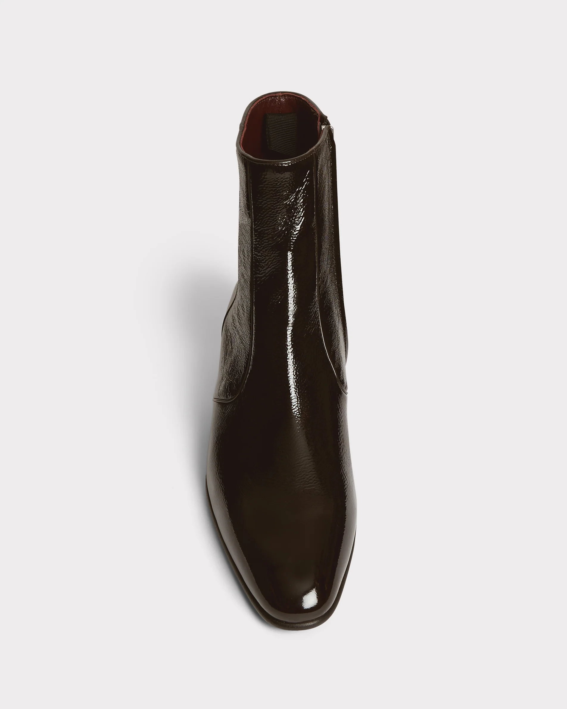 BOTTINES ZIPPÉES EN CUIR DE VEAU VERNI CRAQUELÉ - ÉBÈNES - Image 4