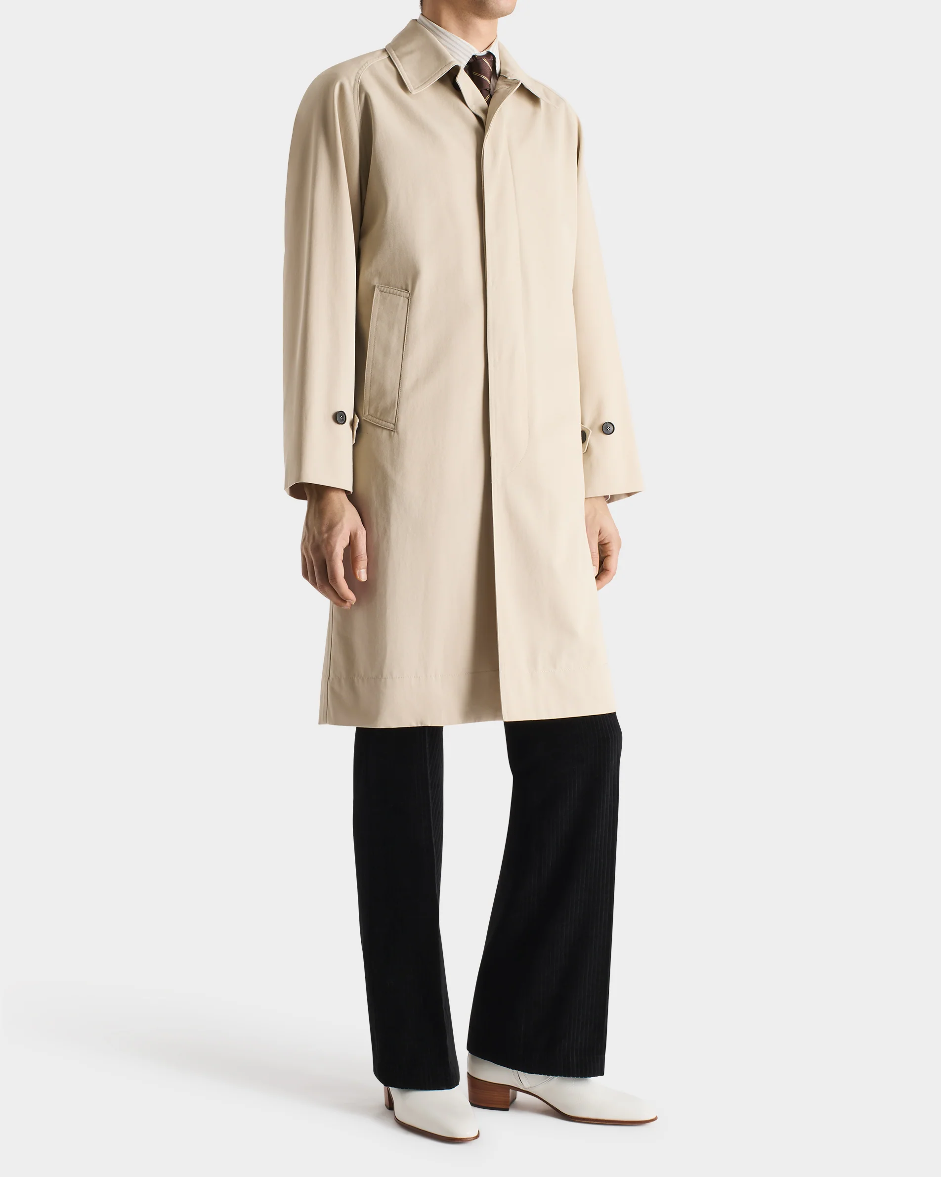 CAR COAT EN GABARDINE DE POLYCOTON RECYCLÉ - BEIGE MASTIC - Image 3