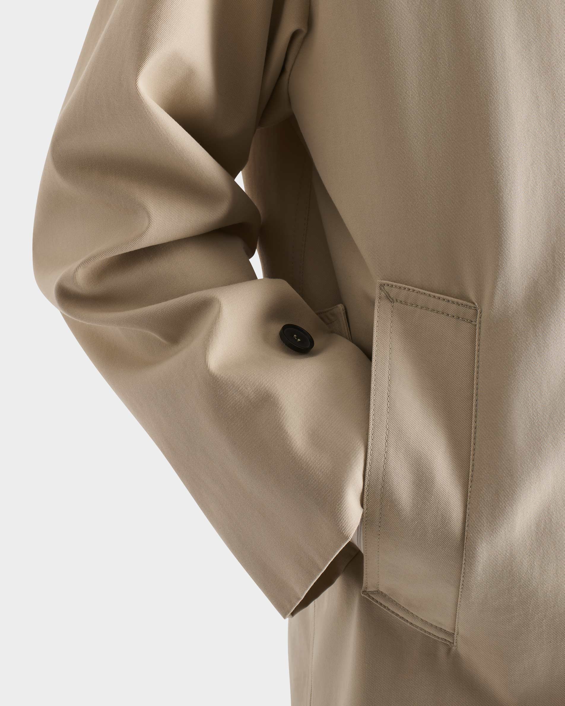 CAR COAT EN GABARDINE DE POLYCOTON RECYCLÉ - BEIGE MASTIC - Image 5