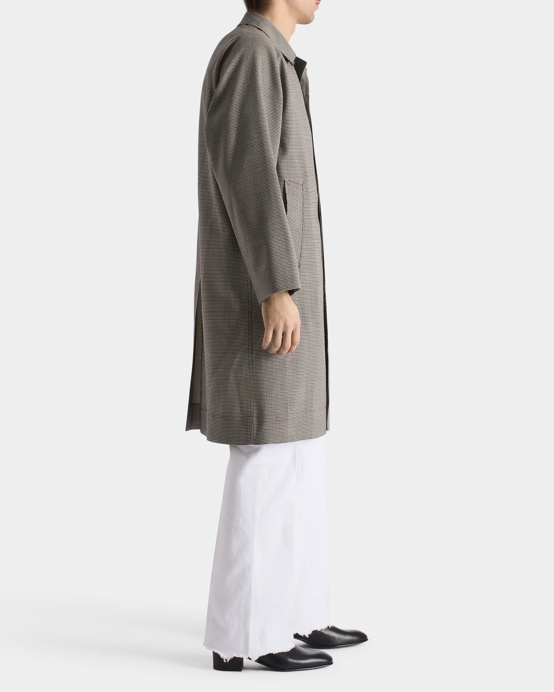 CAR COAT EN LAINE TROPICALE - MICRO-CARREAUX MULTICOLORES - Image 3