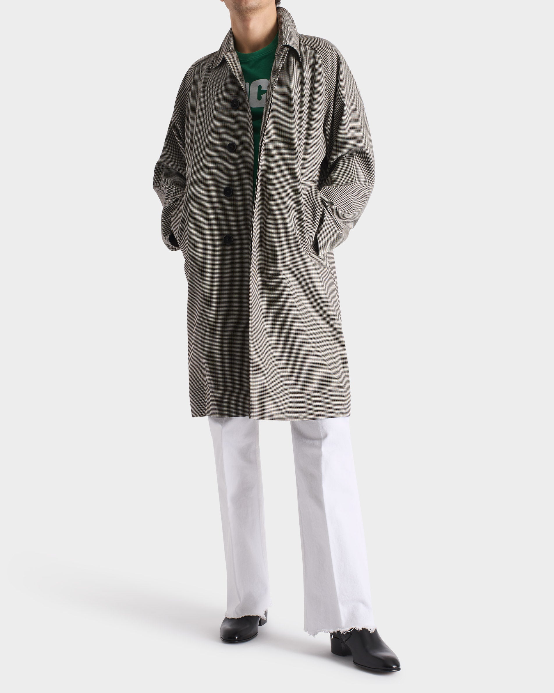 CAR COAT EN LAINE TROPICALE - MICRO-CARREAUX MULTICOLORES - Image 5