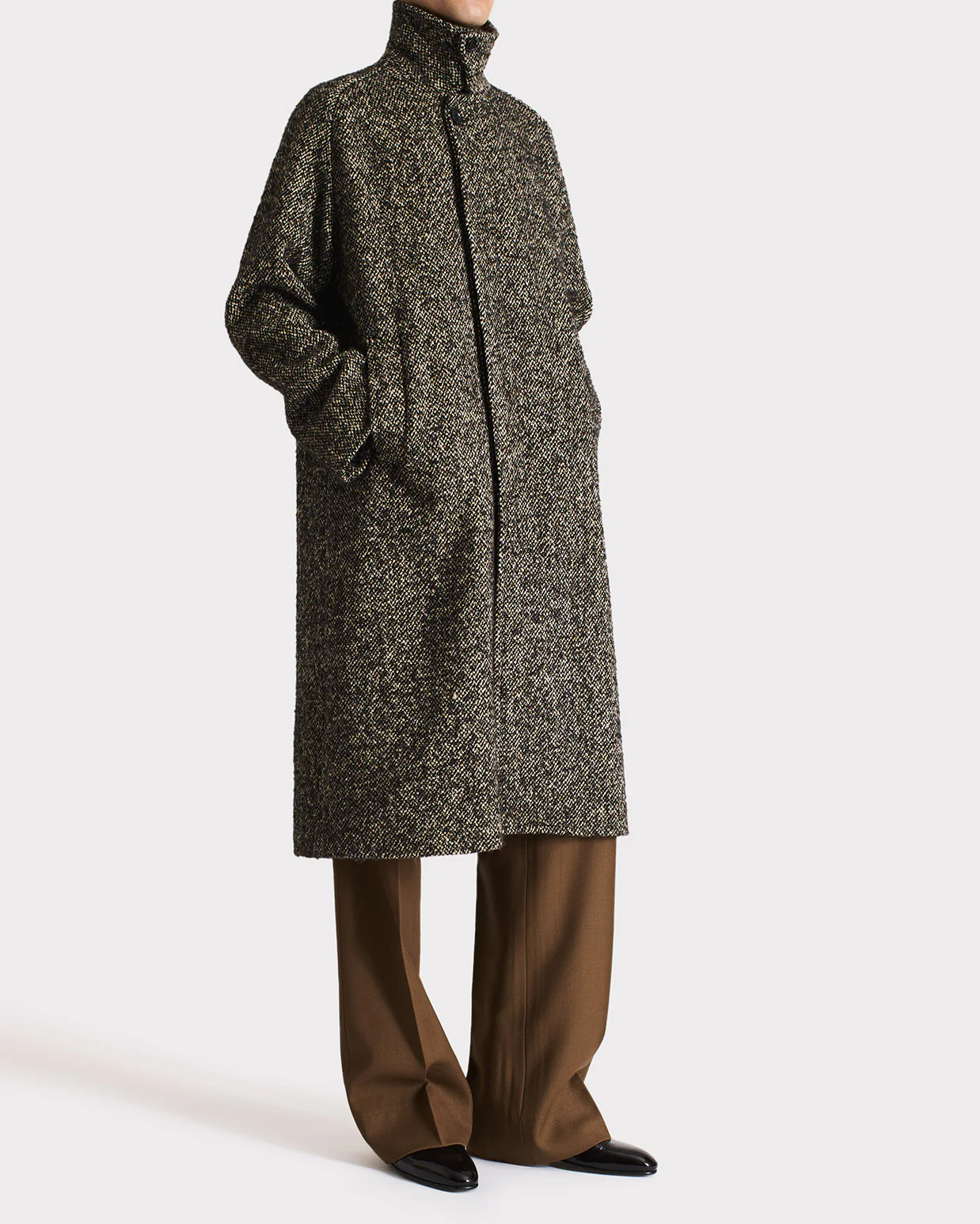CAR COAT EN TWEED DE LAINE ET POLYESTER - NOIR ET BEIGE - Image 3