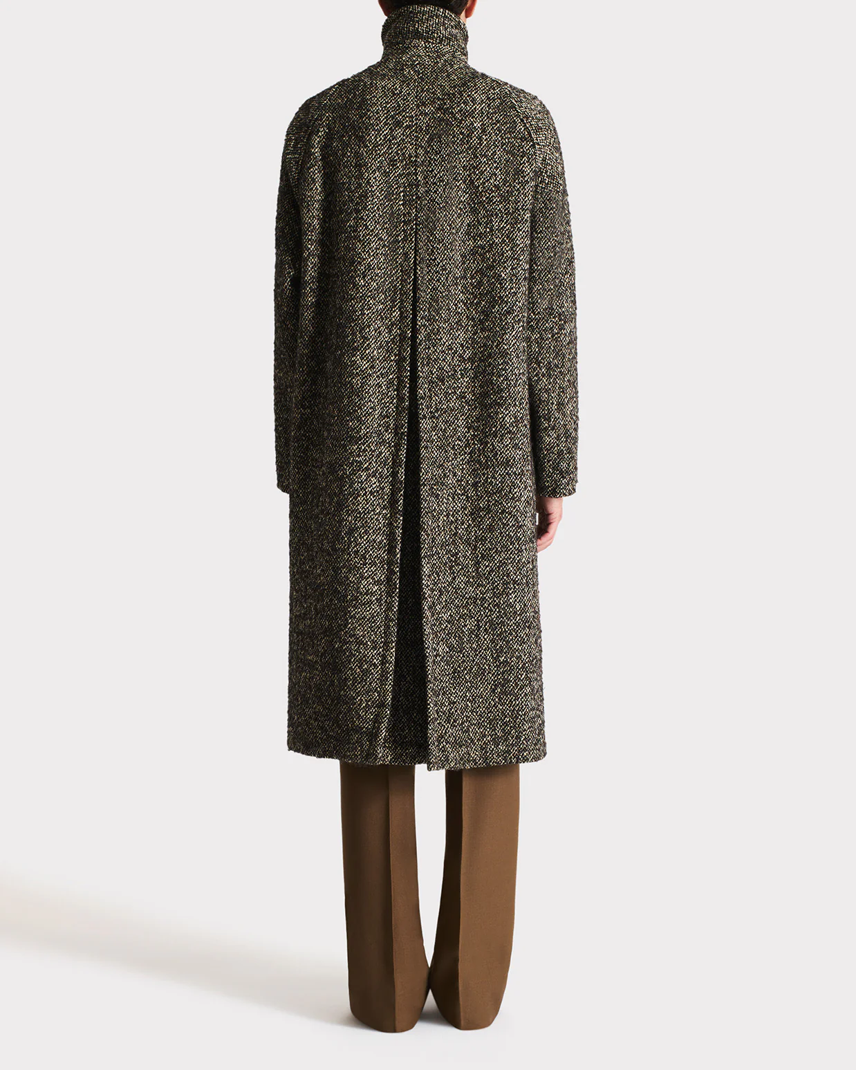 CAR COAT EN TWEED DE LAINE ET POLYESTER - NOIR ET BEIGE - Image 4