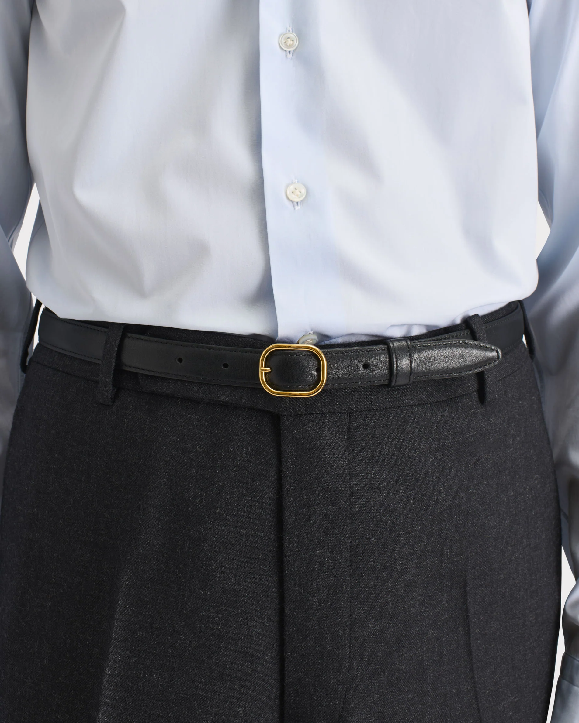 CEINTURE FINE EN CUIR DE VEAU NAPPA - NOIRE - Image 3