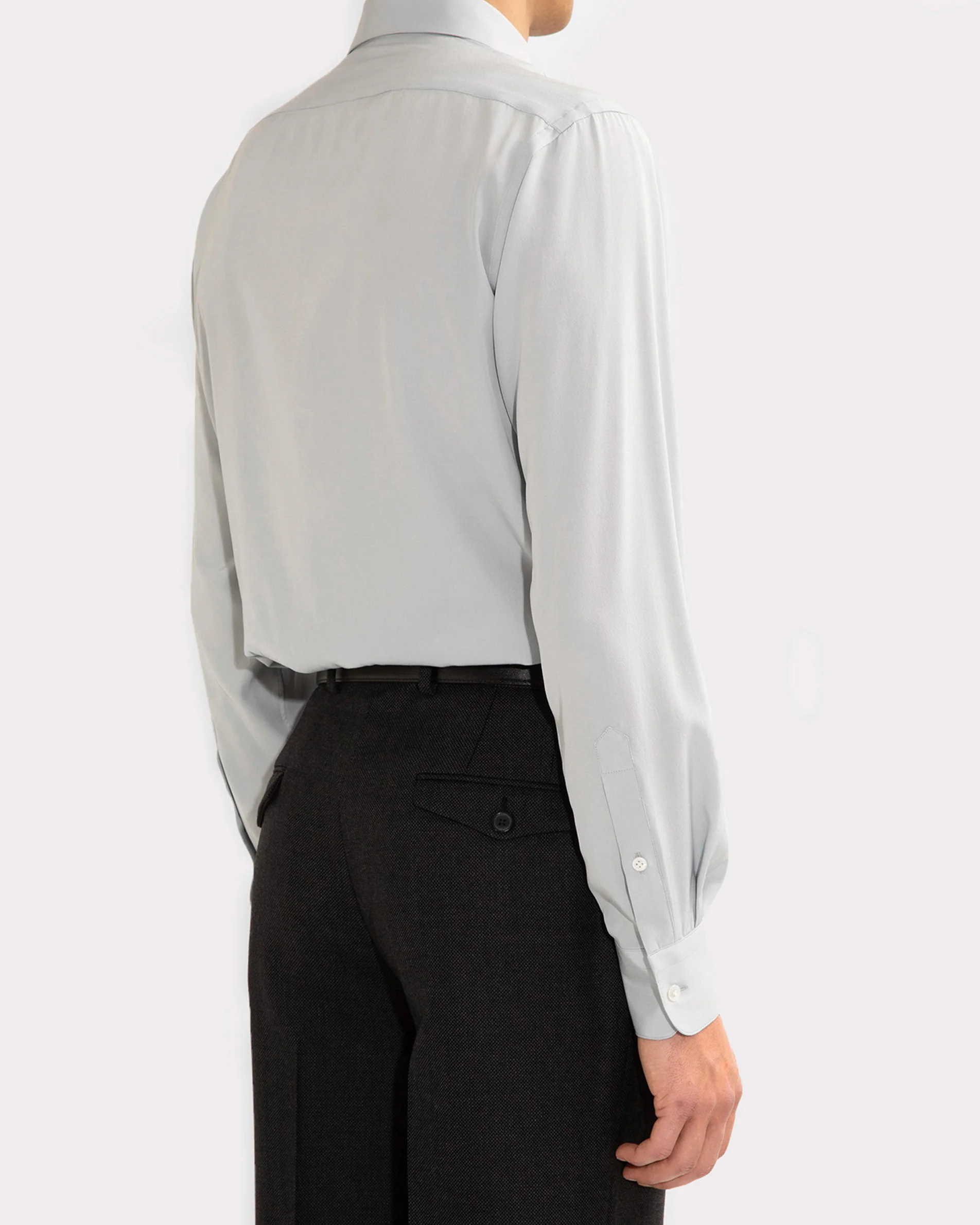 CHEMISE COL CLASSIQUE EN CRĂPE DE SOIE - BLEU POUDRE - Image 4
