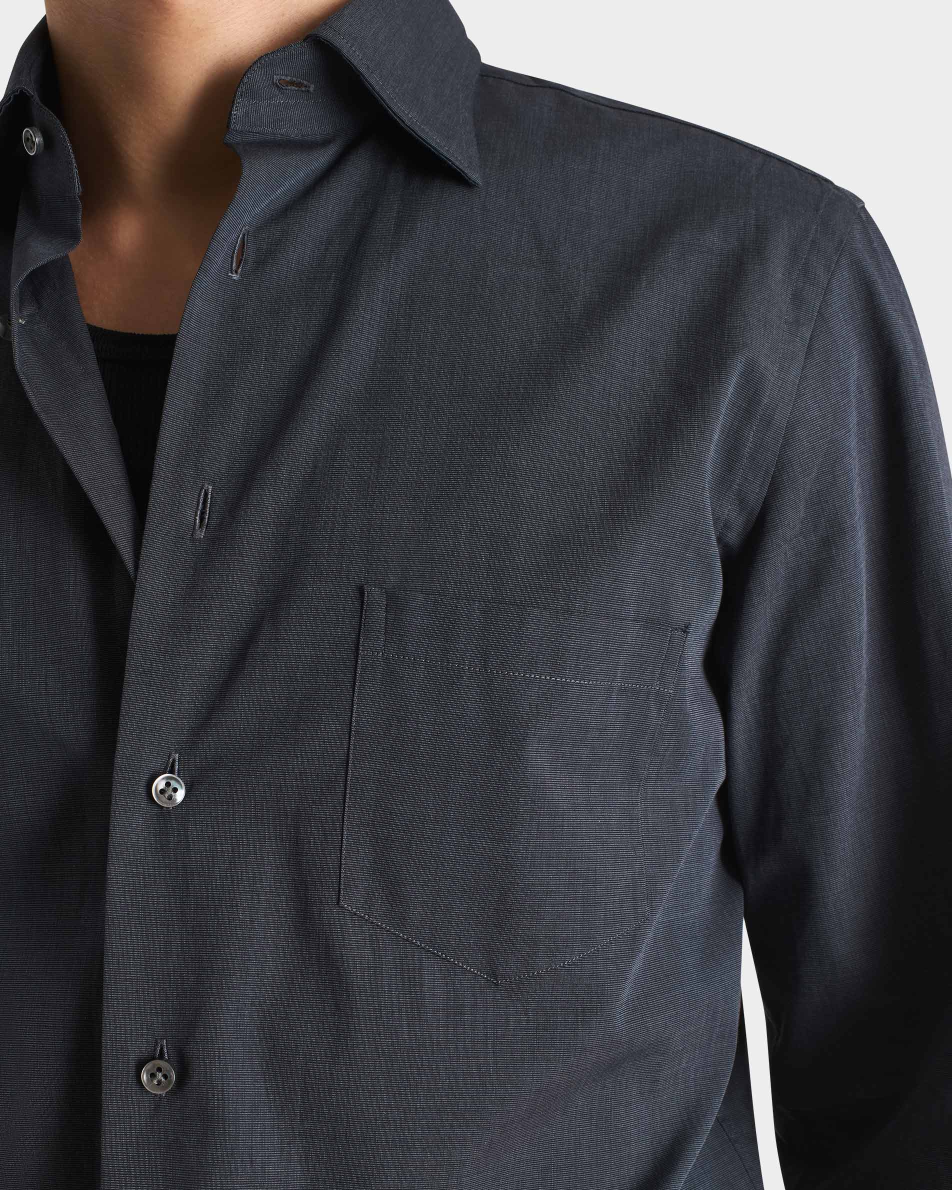 CHEMISE COL CLASSIQUE EN DRAP DE COTON - GRIS ARDOISE - Image 2