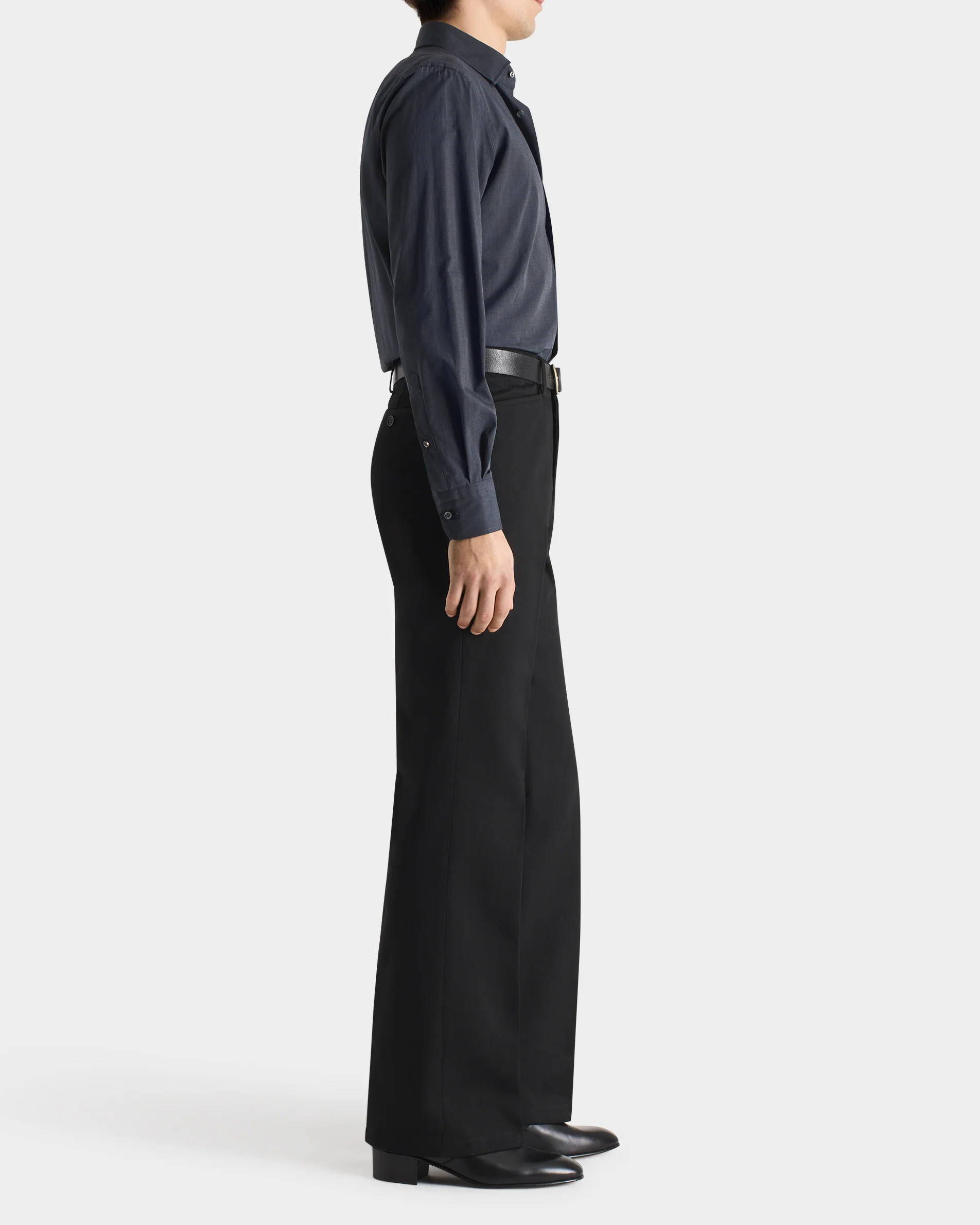 CHEMISE COL CLASSIQUE EN DRAP DE COTON - GRIS ARDOISE - Image 3