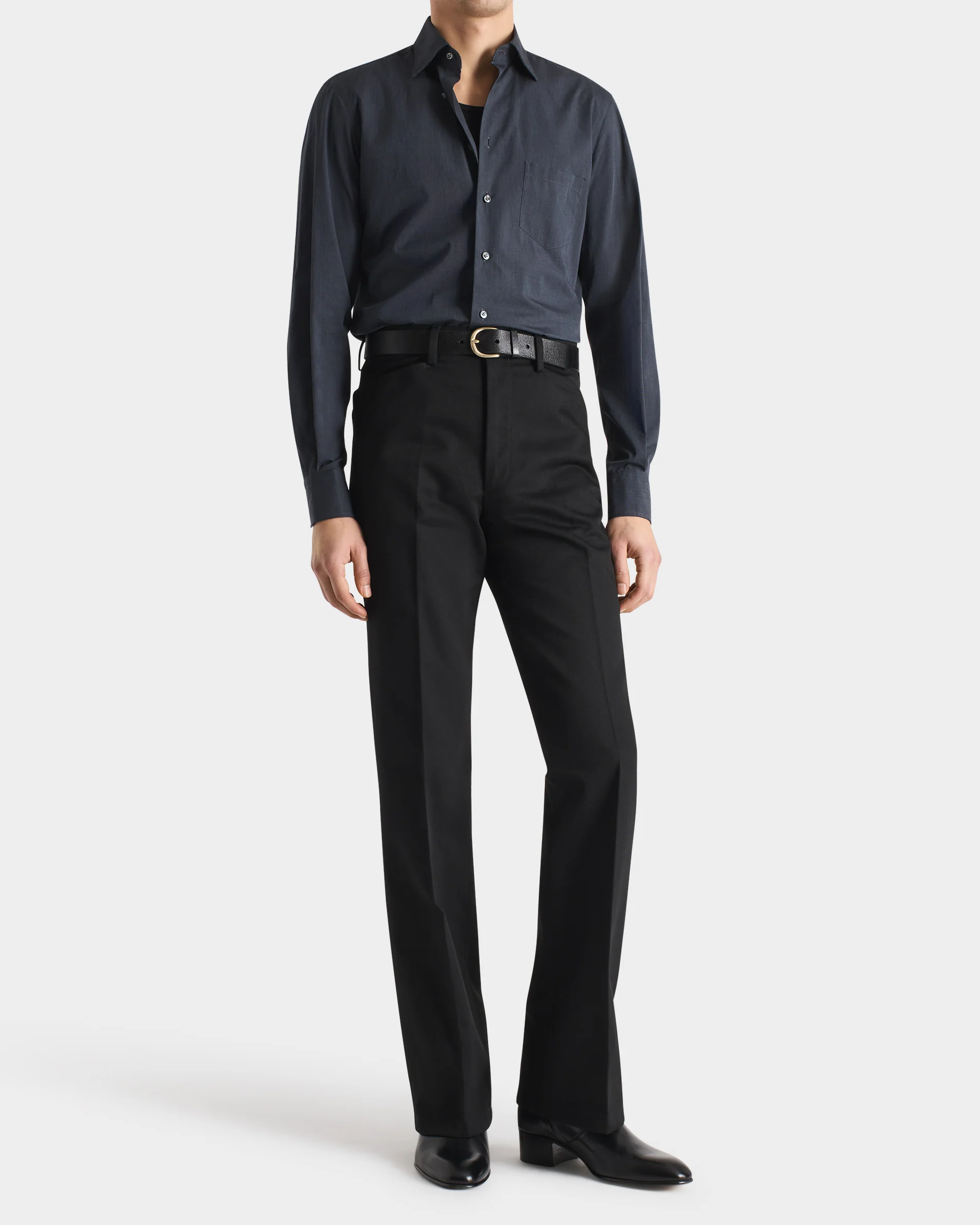 CHEMISE COL CLASSIQUE EN DRAP DE COTON - GRIS ARDOISE - Image 4