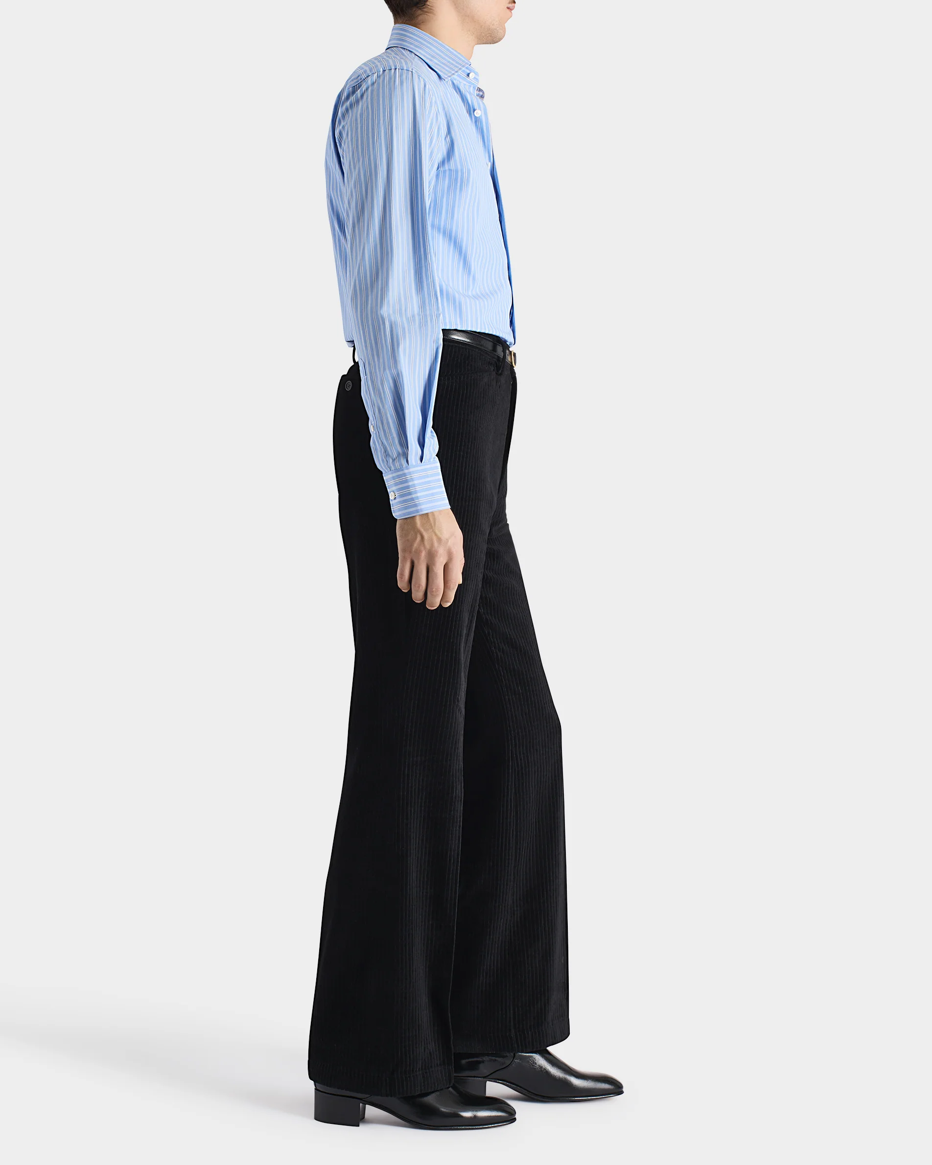 CHEMISE COL CLASSIQUE EN POPELINE DE COTON SUPIMA - BLEUE À RAYURES - Image 3