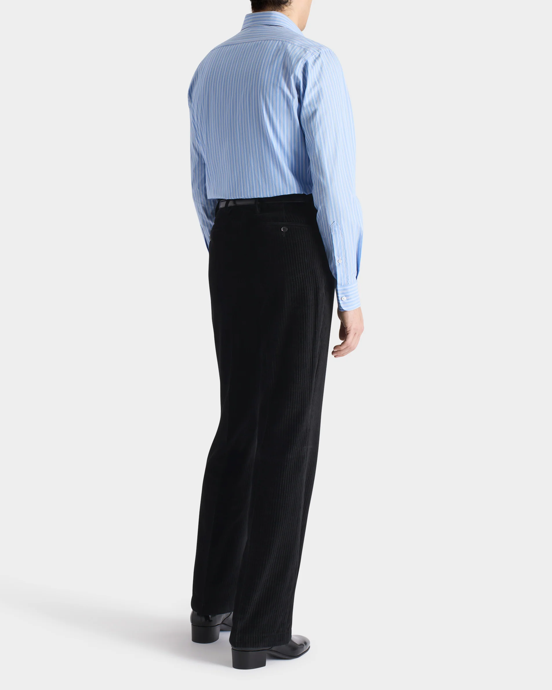CHEMISE COL CLASSIQUE EN POPELINE DE COTON SUPIMA - BLEUE À RAYURES - Image 5