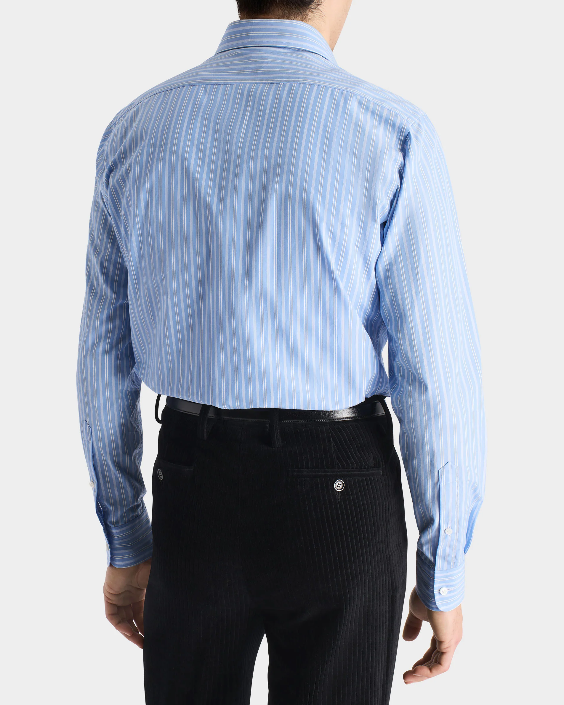 CHEMISE COL CLASSIQUE EN POPELINE DE COTON SUPIMA - BLEUE À RAYURES - Image 6
