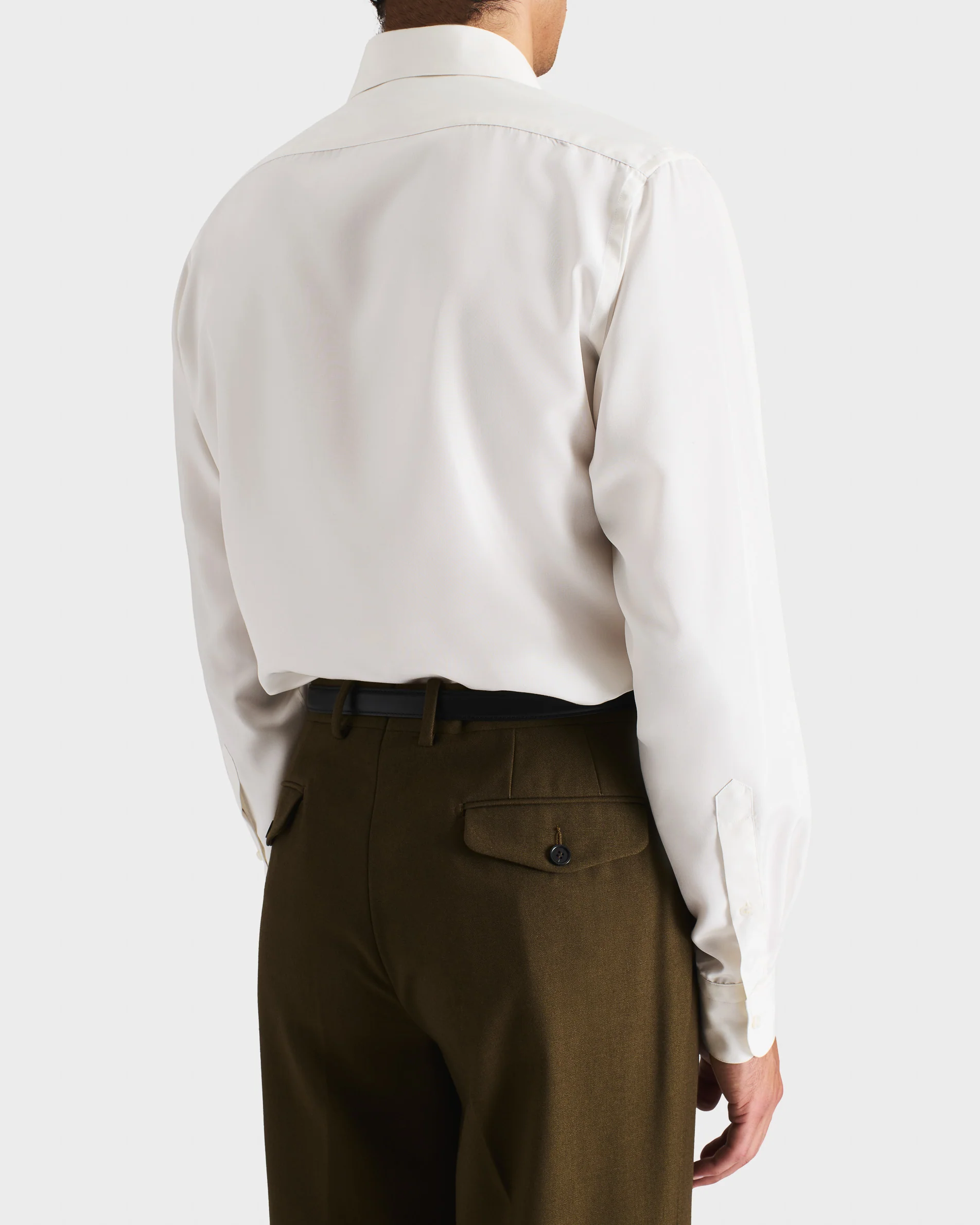 CHEMISE COL CLASSIQUE EN POPELINE DE SOIE - BLANC CASSÉ - Image 6