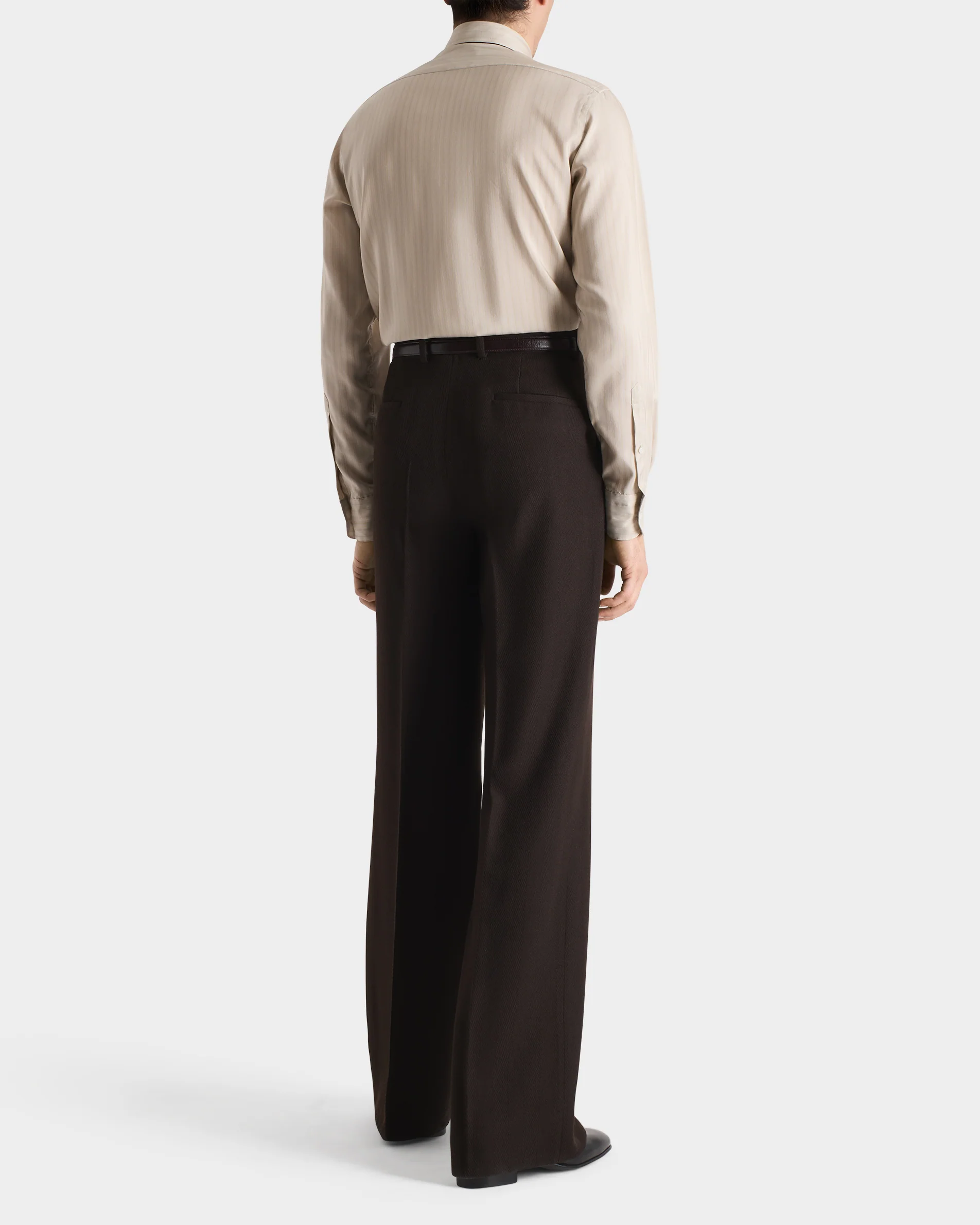 CHEMISE COL CLASSIQUE EN POPELINE DE SOIE - CHAMPAGNE Ă RAYURES - Image 6