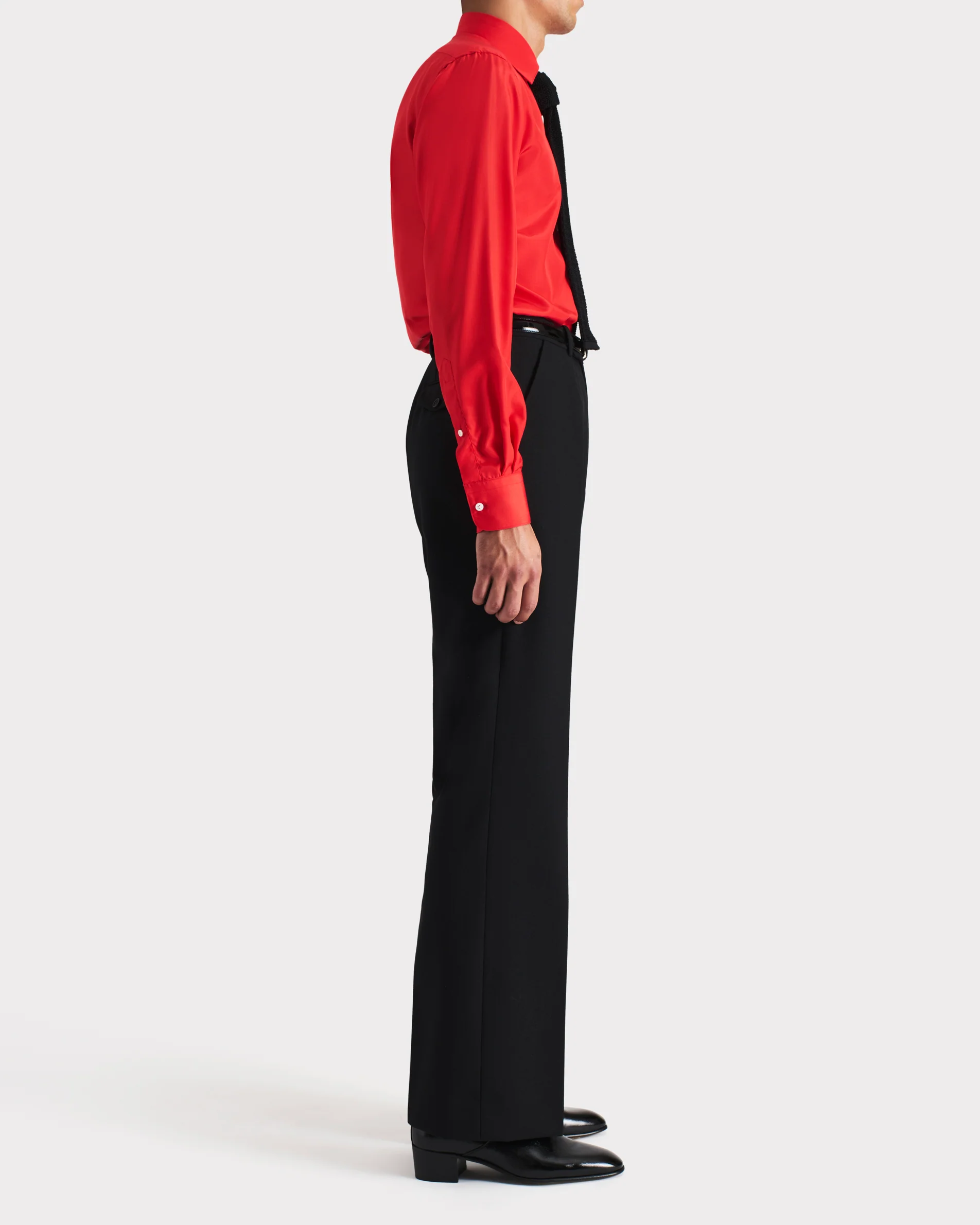 CHEMISE COL CLASSIQUE EN POPELINE DE SOIE - TANGERINE - Image 3