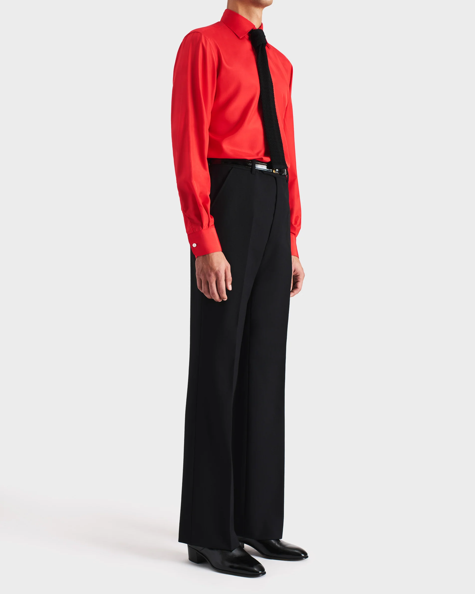 CHEMISE COL CLASSIQUE EN POPELINE DE SOIE - TANGERINE - Image 4