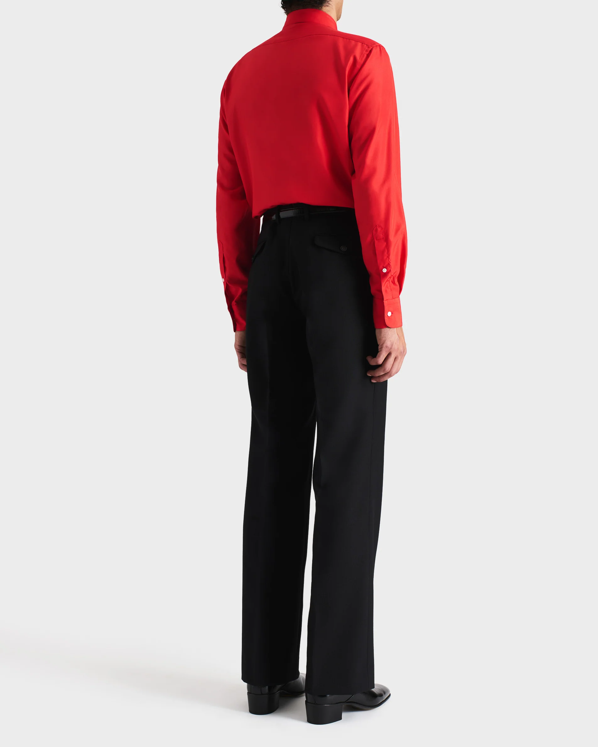 CHEMISE COL CLASSIQUE EN POPELINE DE SOIE - TANGERINE - Image 5