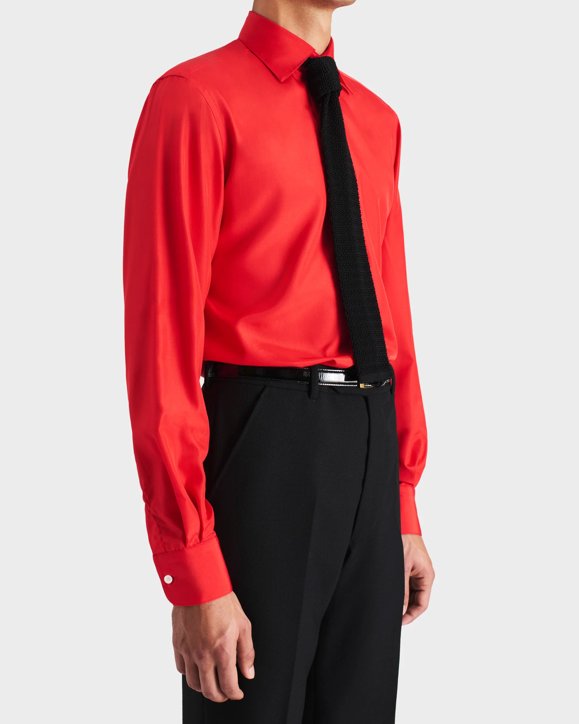 CHEMISE COL CLASSIQUE EN POPELINE DE SOIE - TANGERINE - Image 6