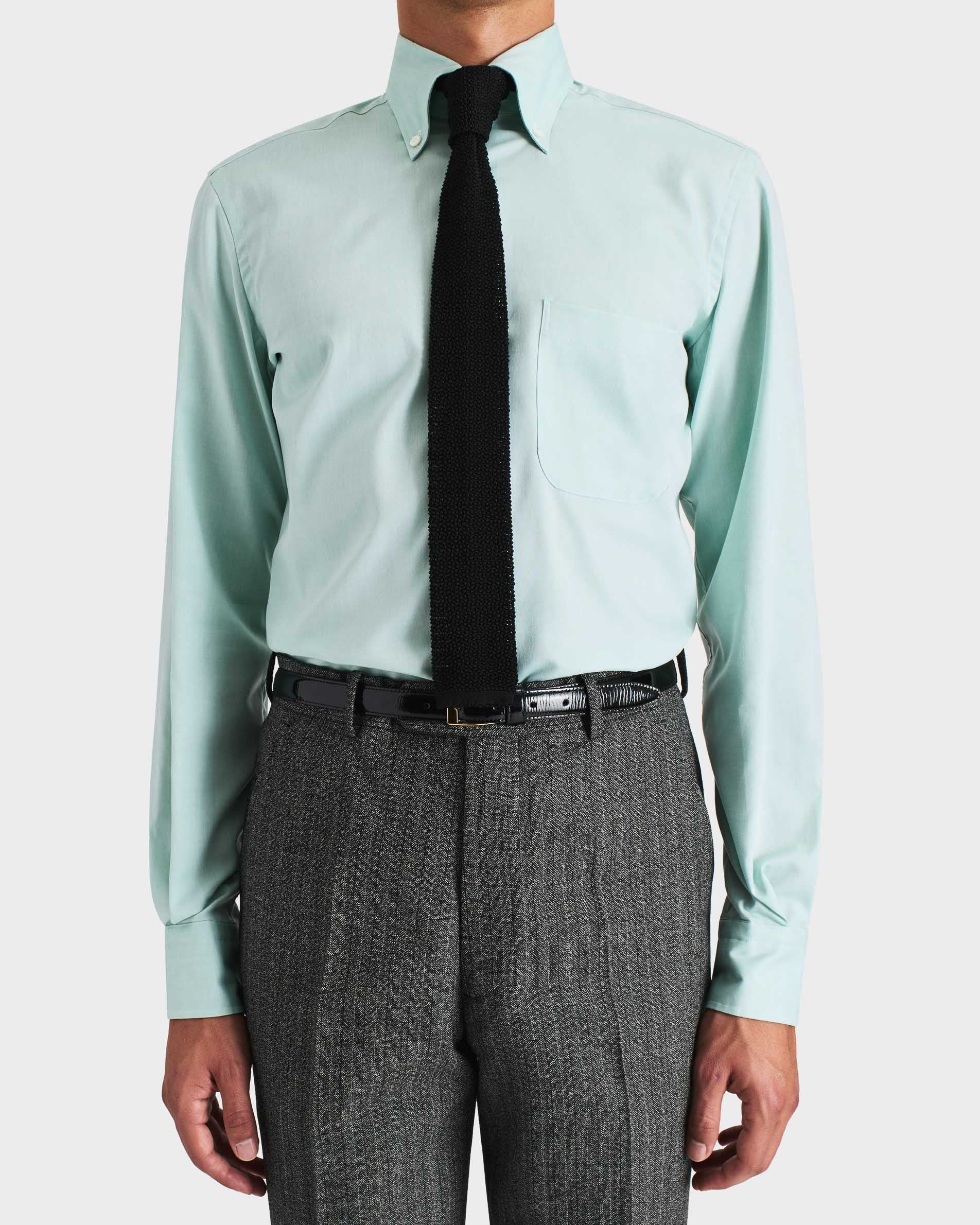 CHEMISE COL LARGE BOUTONNĂ EN PINPOINT DE COTON - MENTHE