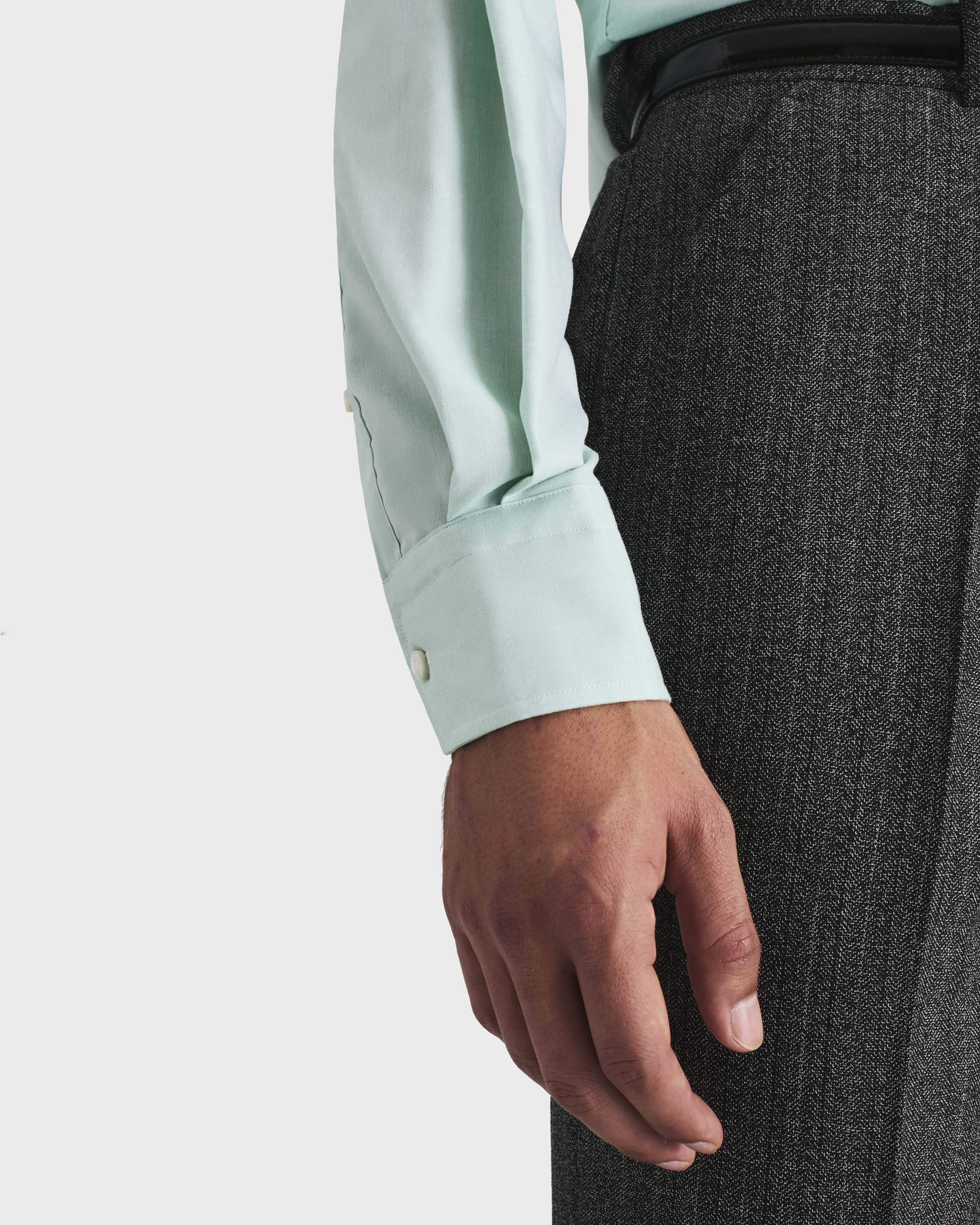 CHEMISE COL LARGE BOUTONNĂ EN PINPOINT DE COTON - MENTHE - Image 2