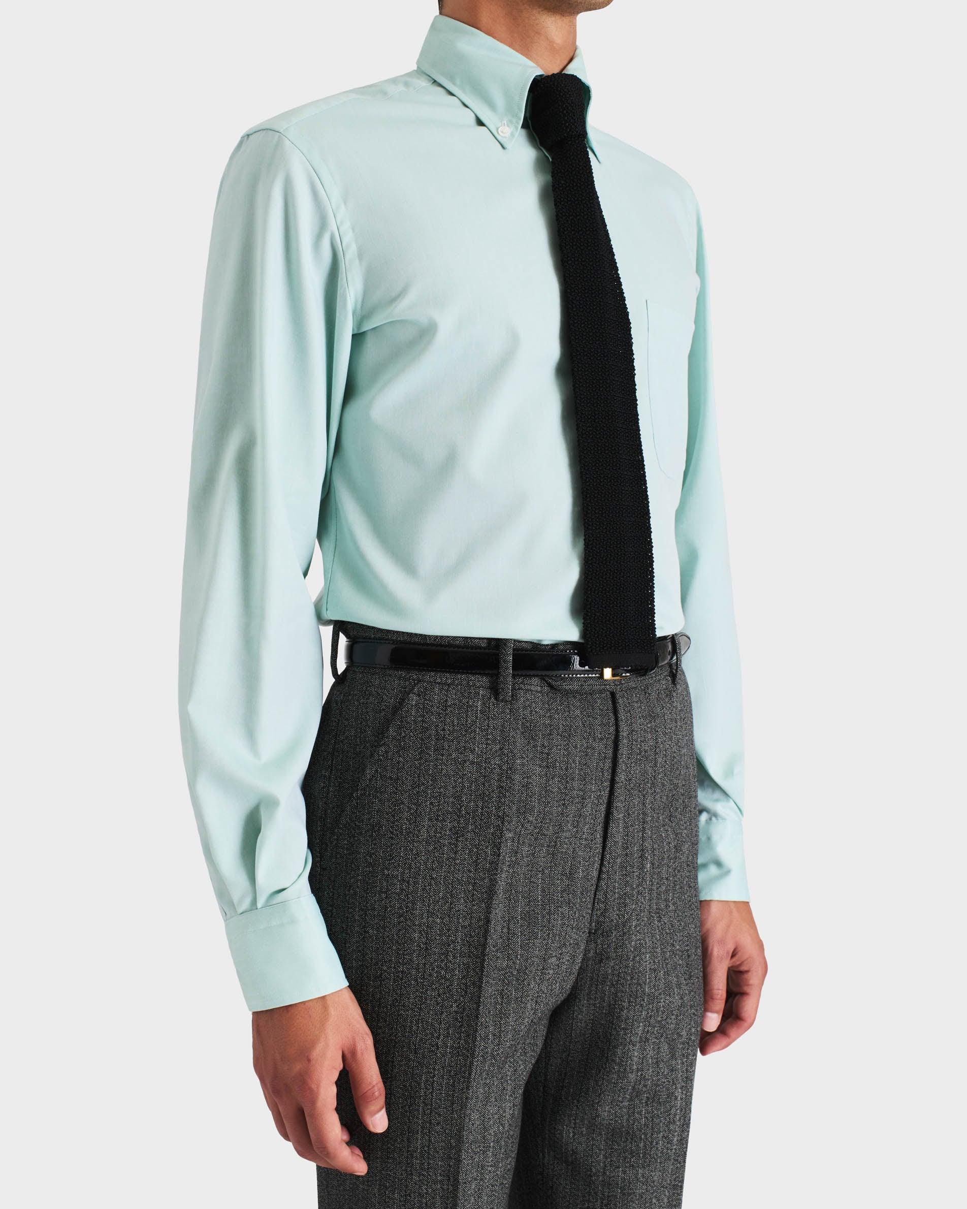 CHEMISE COL LARGE BOUTONNĂ EN PINPOINT DE COTON - MENTHE - Image 3