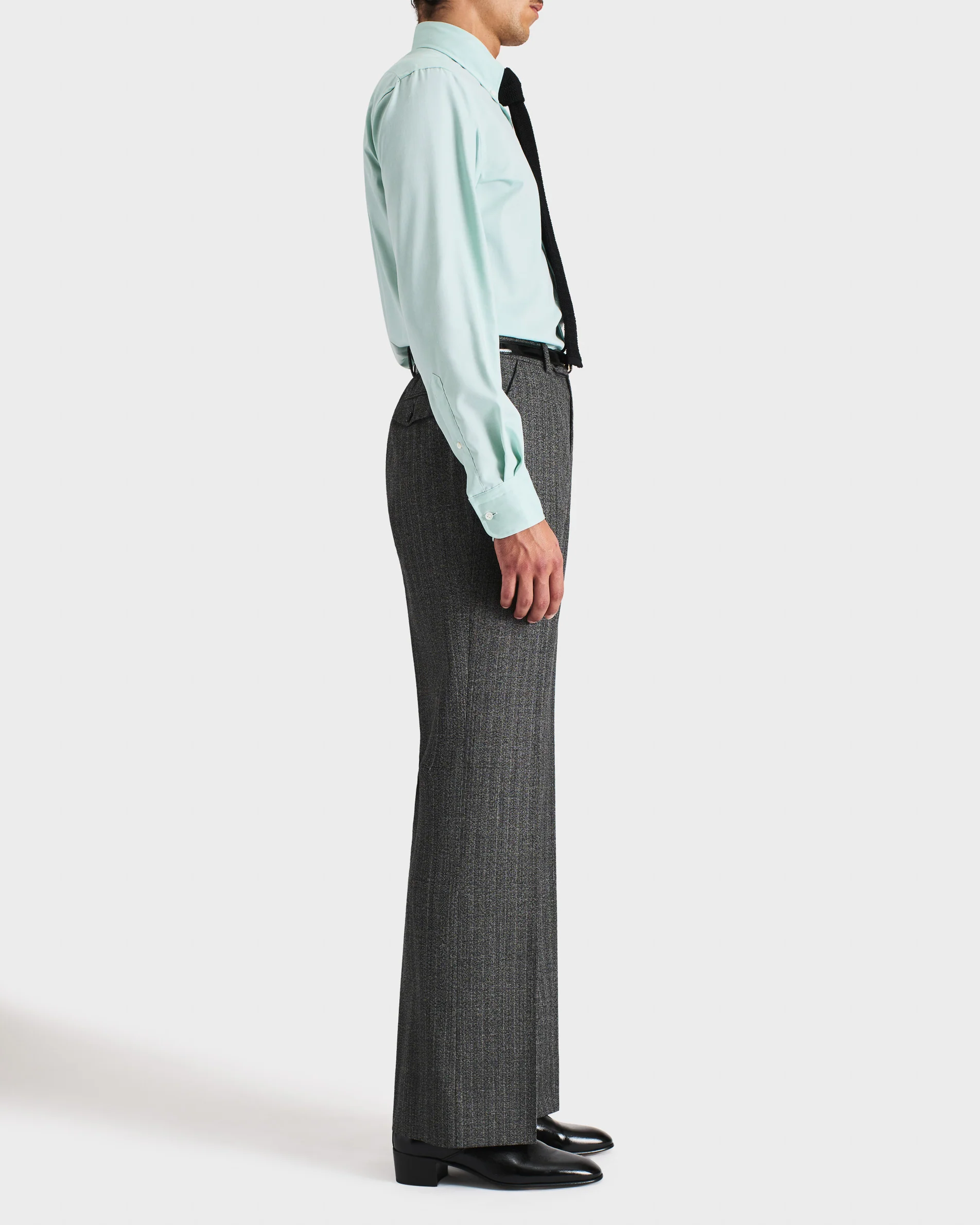 CHEMISE COL LARGE BOUTONNĂ EN PINPOINT DE COTON - MENTHE - Image 5