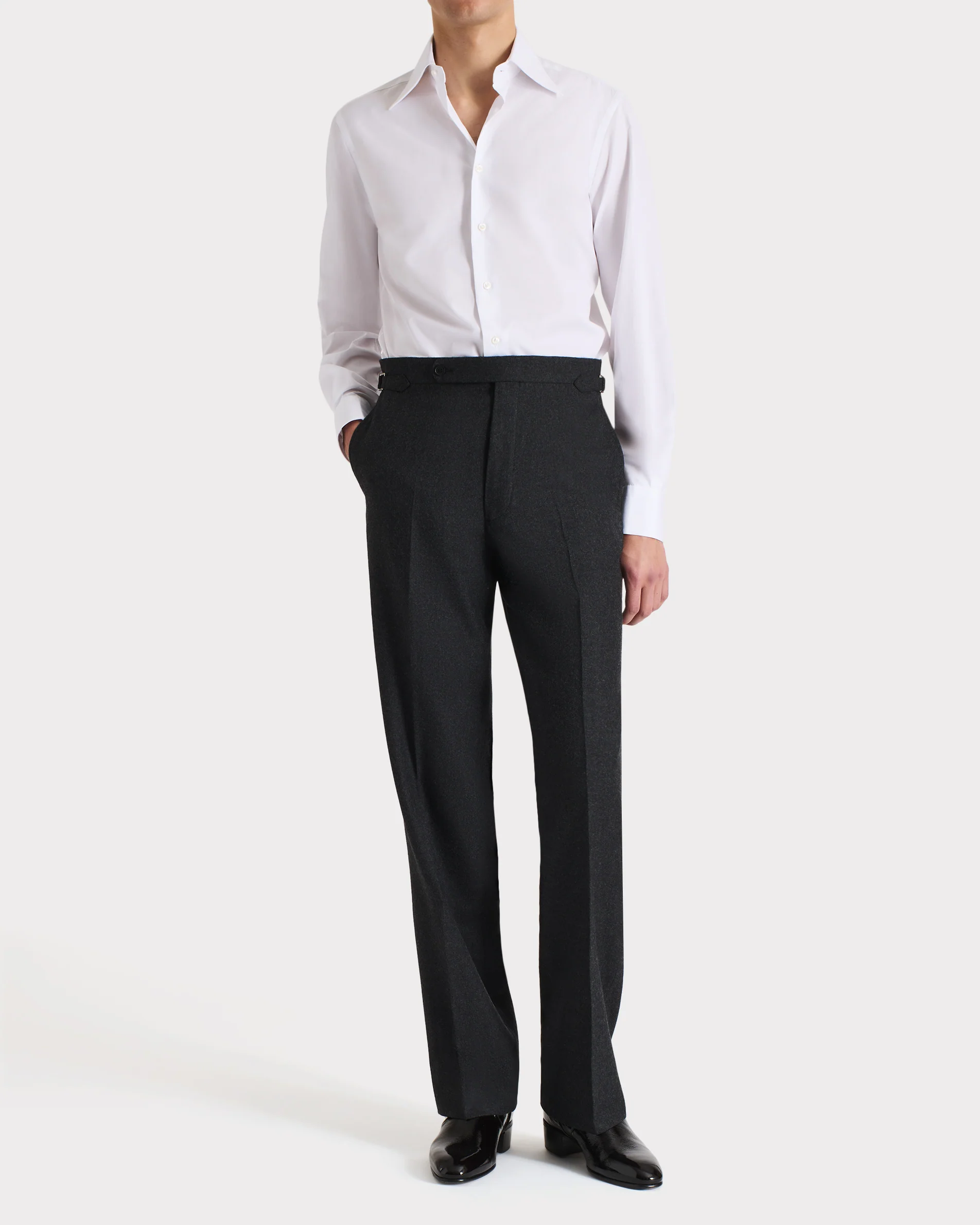CHEMISE COL LARGE EN POPELINE DE COTON - BLANCHE - Image 4