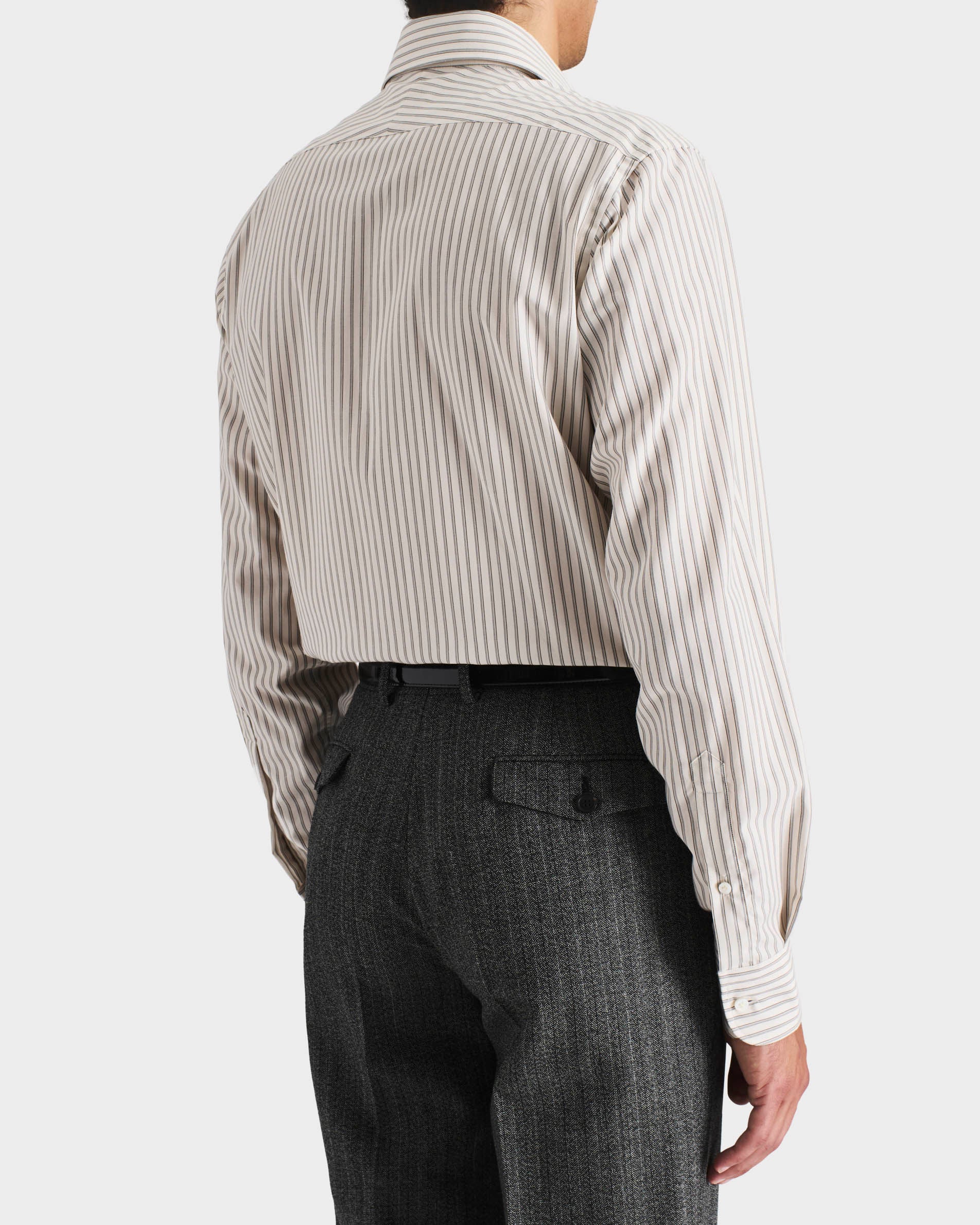 CHEMISE COL LARGE EN POPELINE DE COTON - BLANC CASSÉ À RAYURES - Image 3