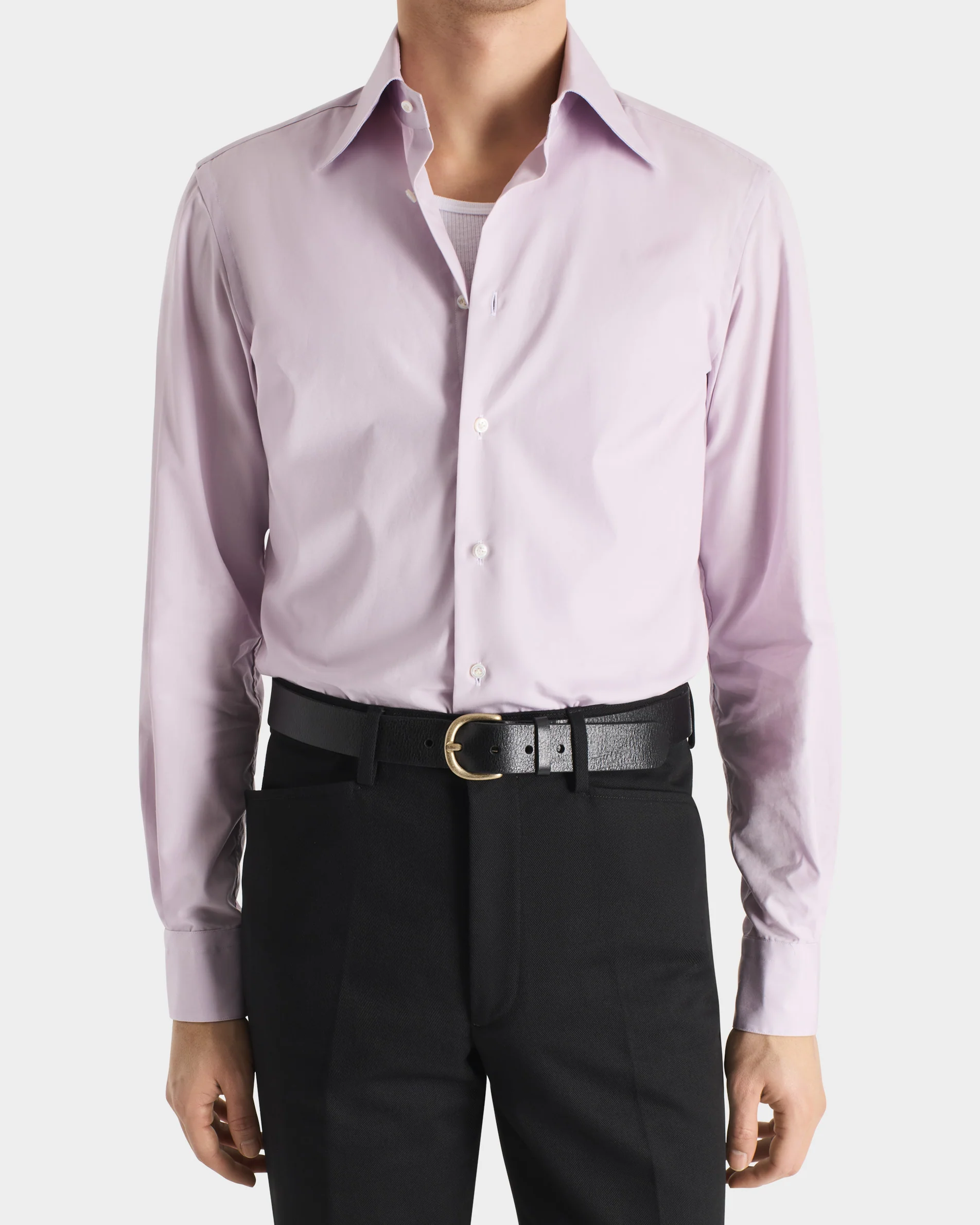 CHEMISE COL LARGE EN POPELINE DE COTON SUPIMA - LILAS
