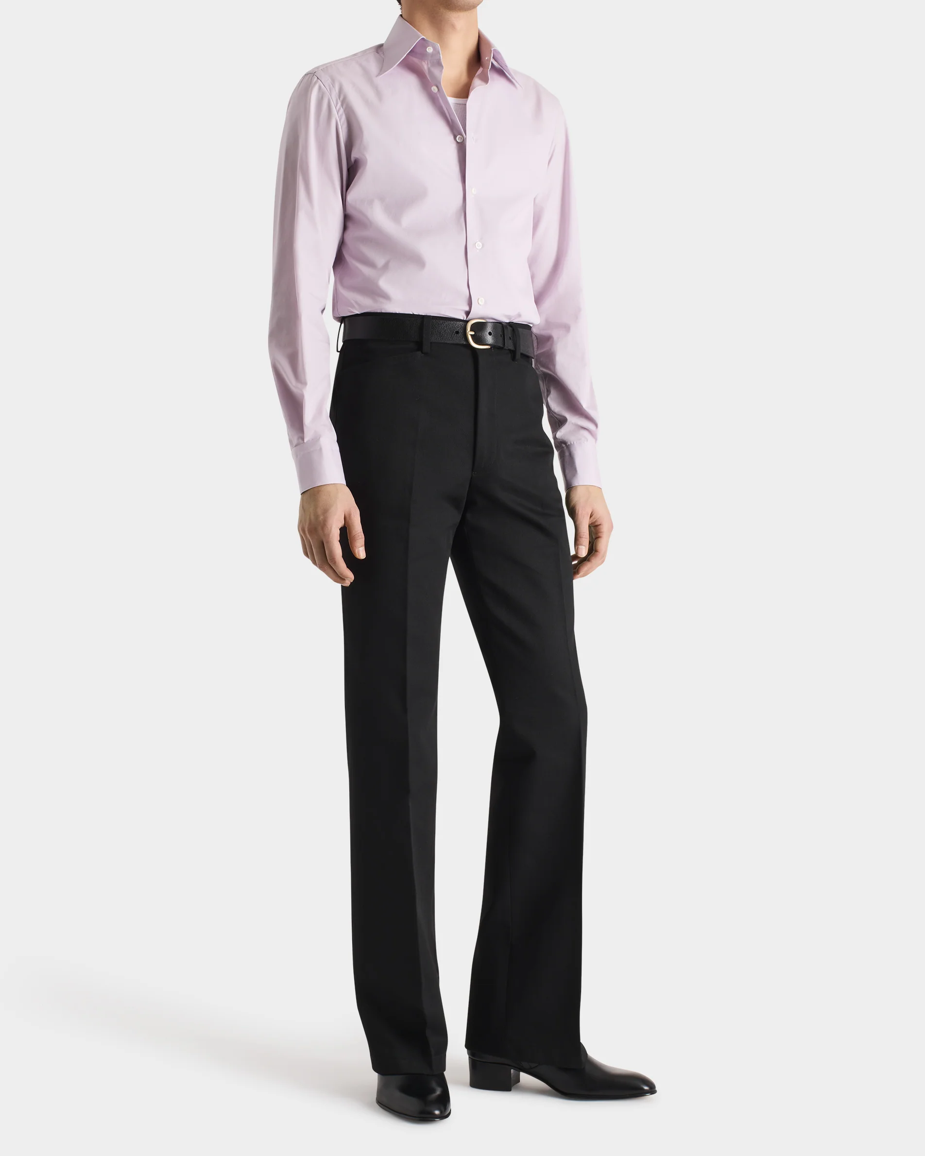 CHEMISE COL LARGE EN POPELINE DE COTON SUPIMA - LILAS - Image 4