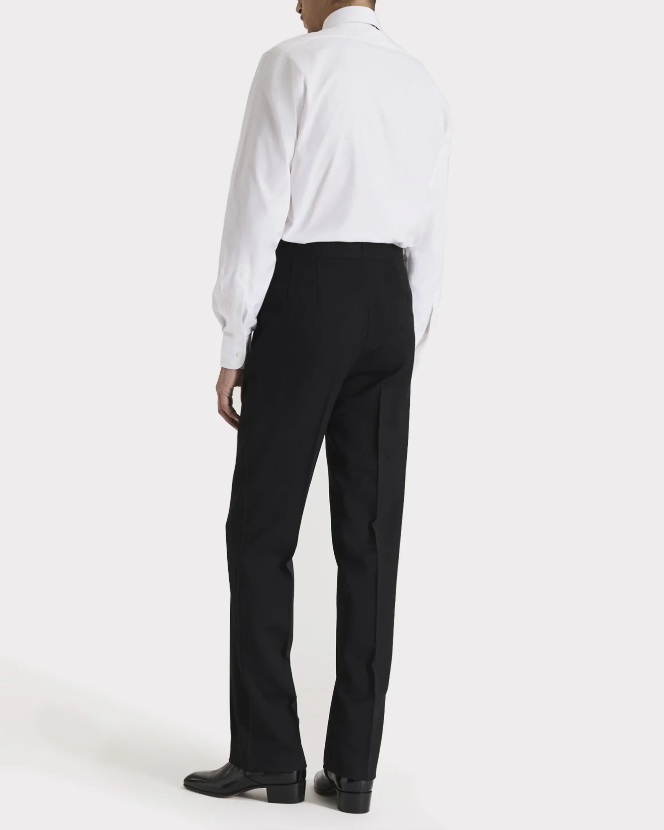 CHEMISE DE SMOKING COL LARGE EN PINPOINT DE COTON - BLANCHE - Image 3