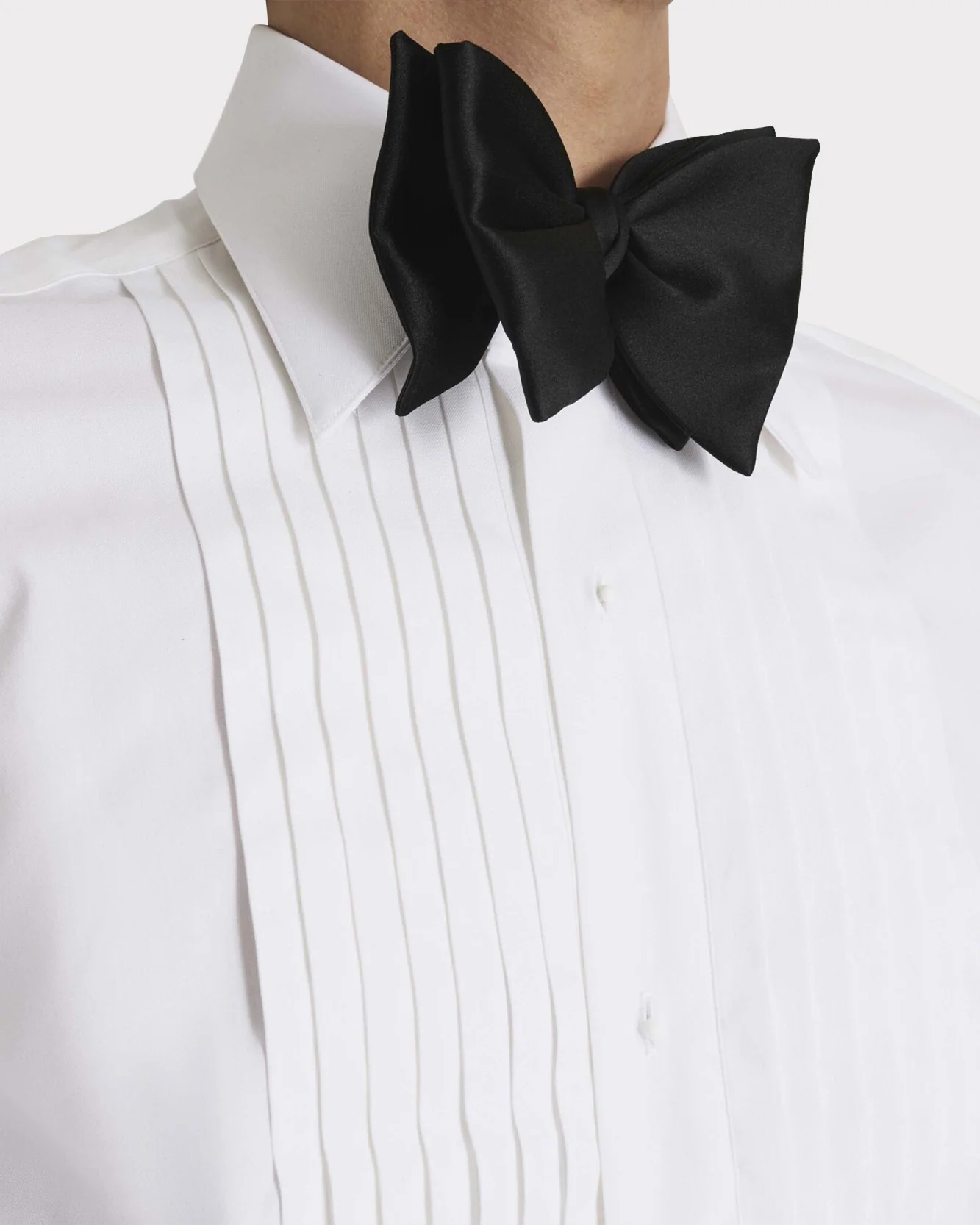 CHEMISE DE SMOKING COL LARGE EN PINPOINT DE COTON - BLANCHE - Image 4
