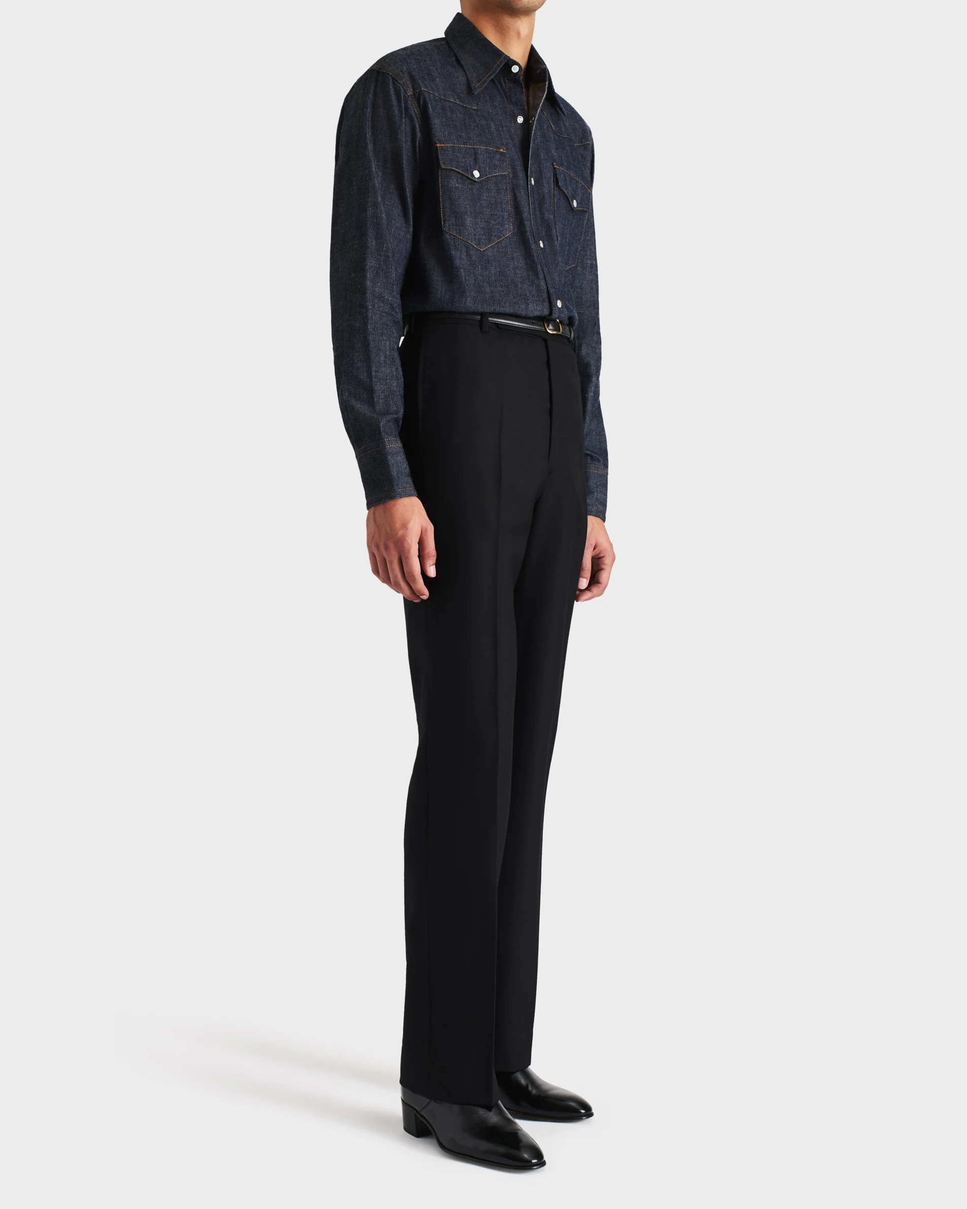 CHEMISE WESTERN EN DENIM DE COTON SELVEDGE - BRUT - Image 4
