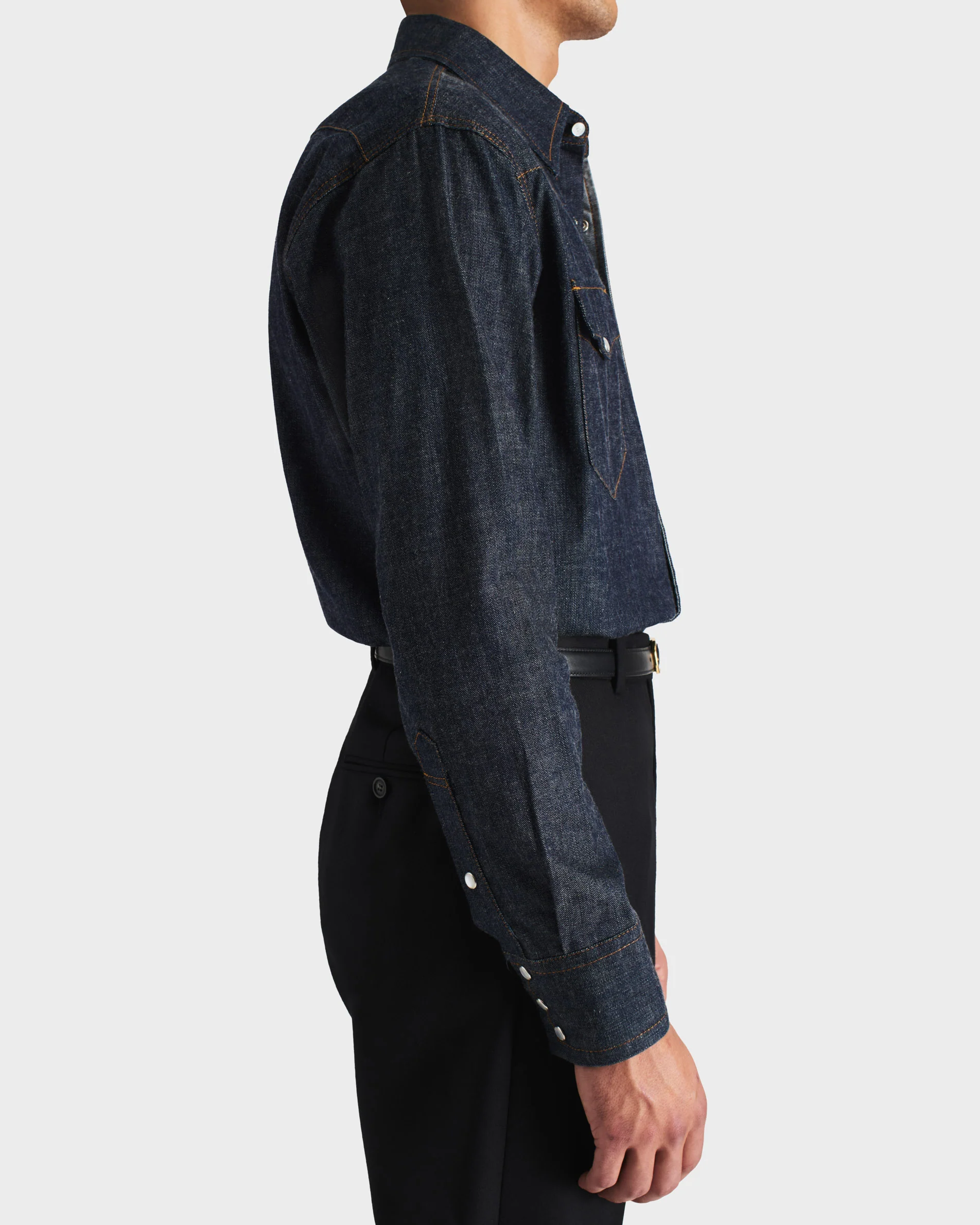CHEMISE WESTERN EN DENIM DE COTON SELVEDGE - BRUT - Image 5