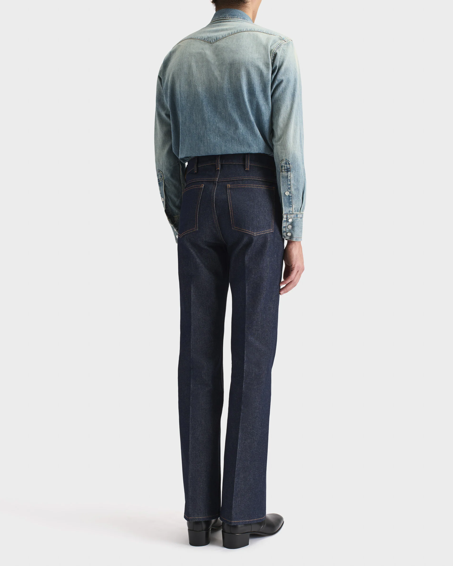 CHEMISE WESTERN EN DENIM DE COTON SELVEDGE - BLEUE DÉLAVÉ - Image 6