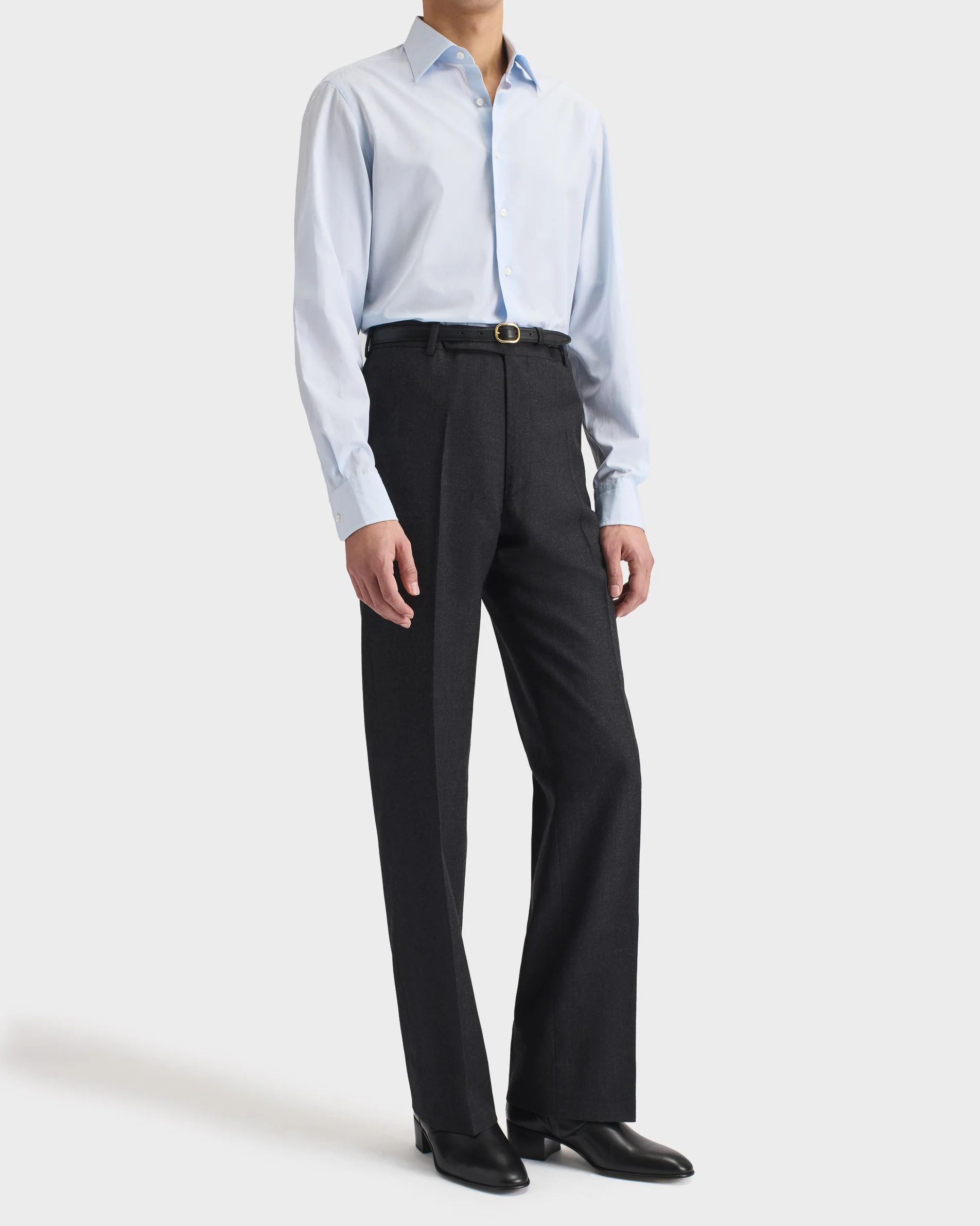 CHEMISE COL CLASSIQUE EN POPELINE DE COTON - BLEU CIEL - Image 4