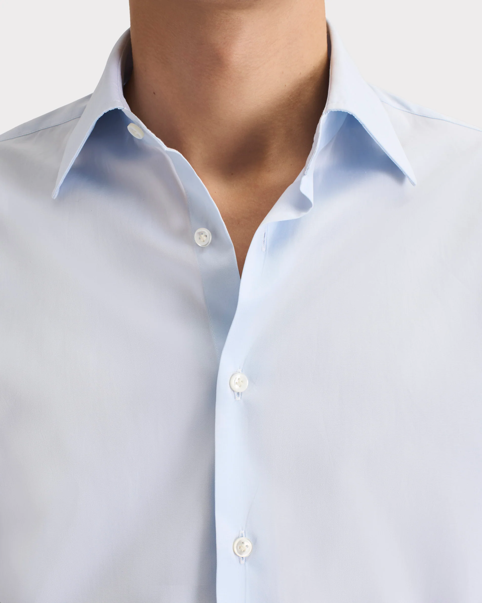 CHEMISE COL CLASSIQUE EN POPELINE DE COTON - BLEU CIEL - Image 6