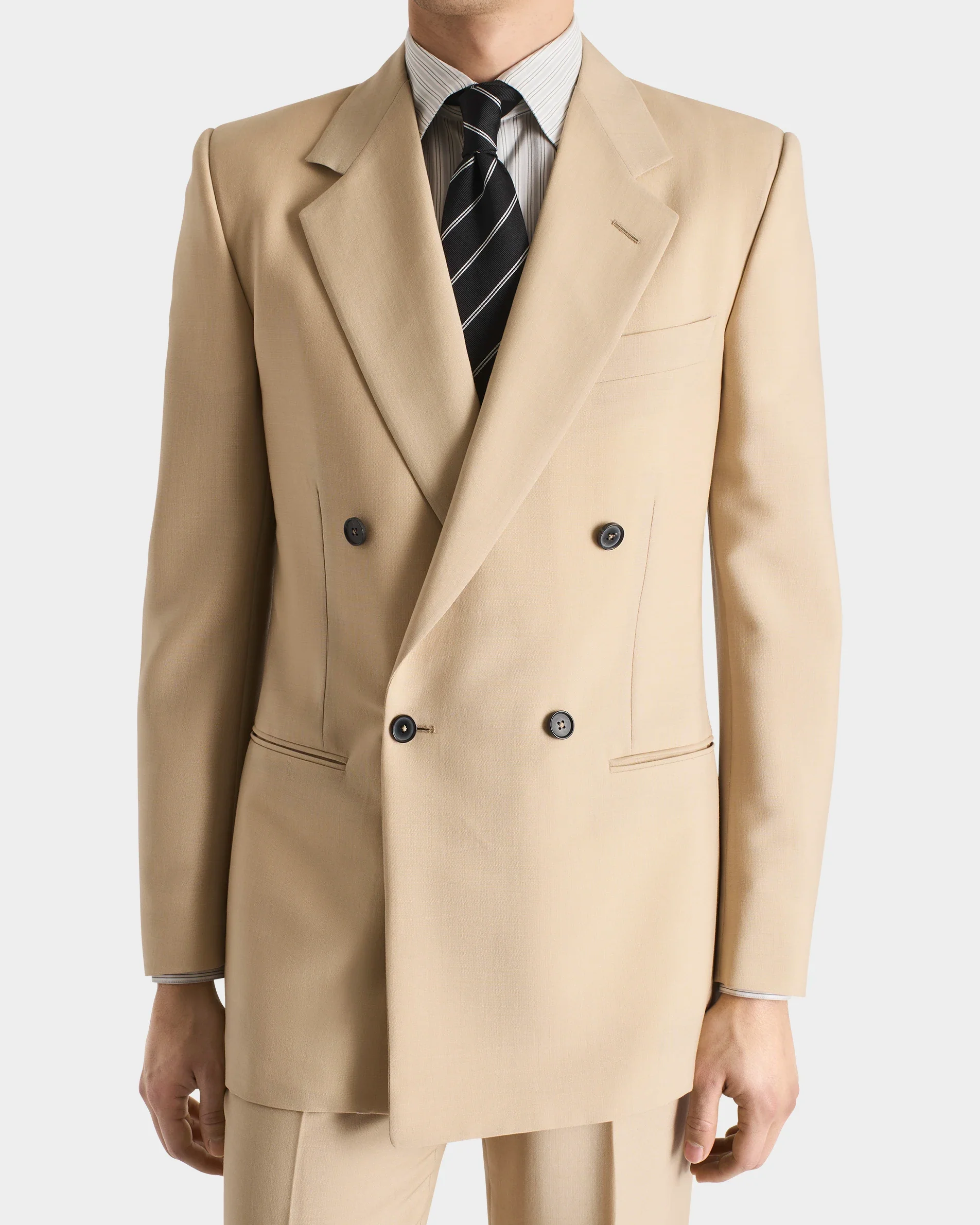 COSTUME CROISÉ EN LAINE ET MOHAIR DE CHEVREAU - BEIGE - Image 4