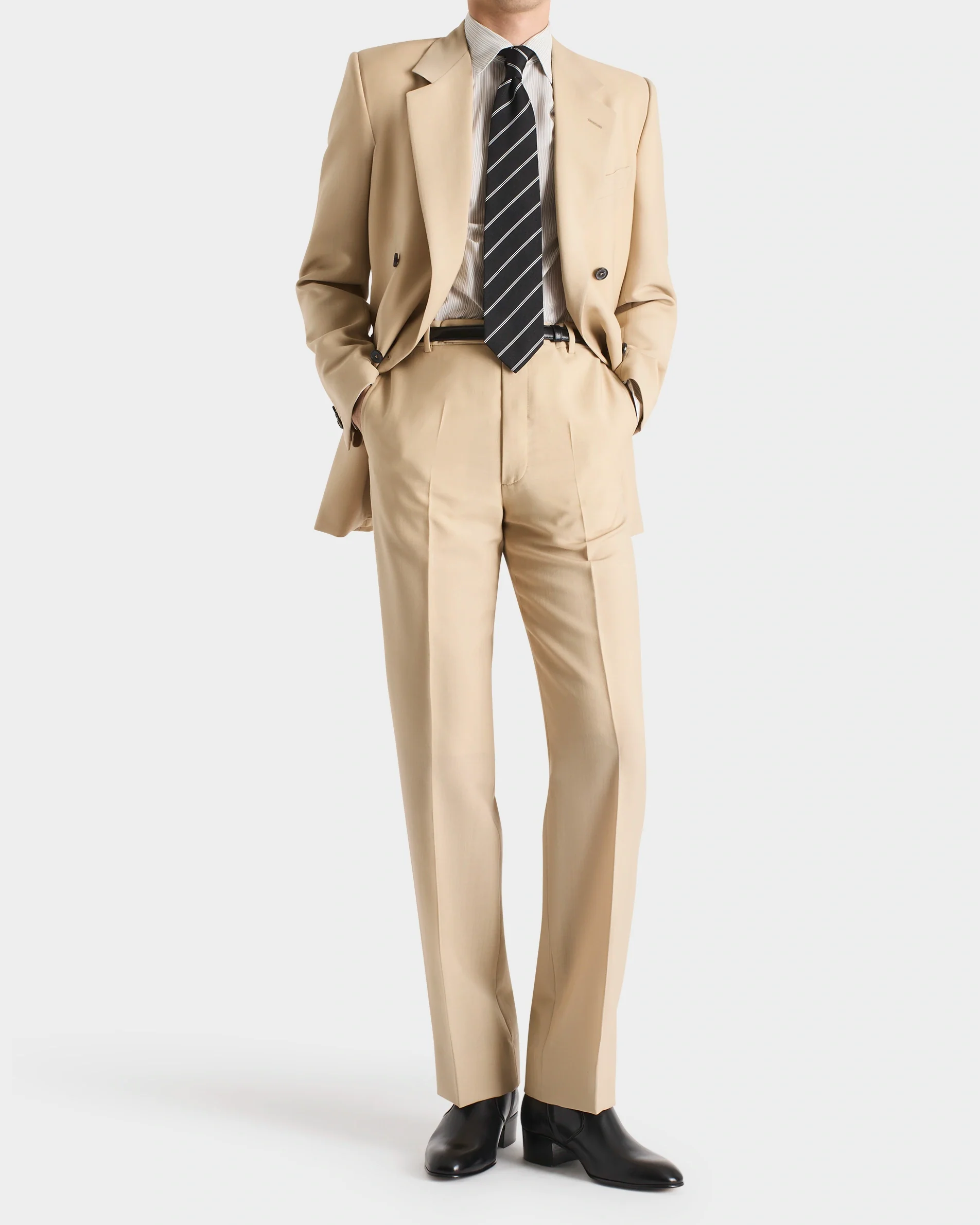 COSTUME CROISÉ EN LAINE ET MOHAIR DE CHEVREAU - BEIGE - Image 6