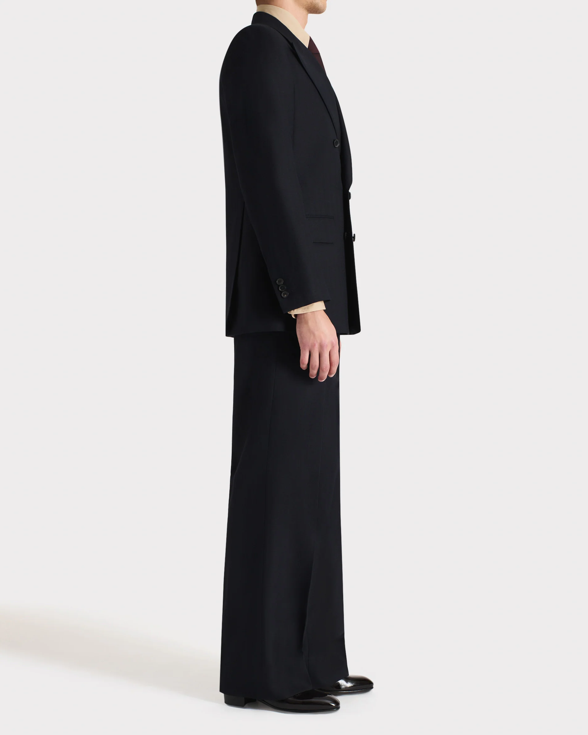 COSTUME CROISÉ EN LAINE PEIGNÉE - BLEU MARINE - Image 4