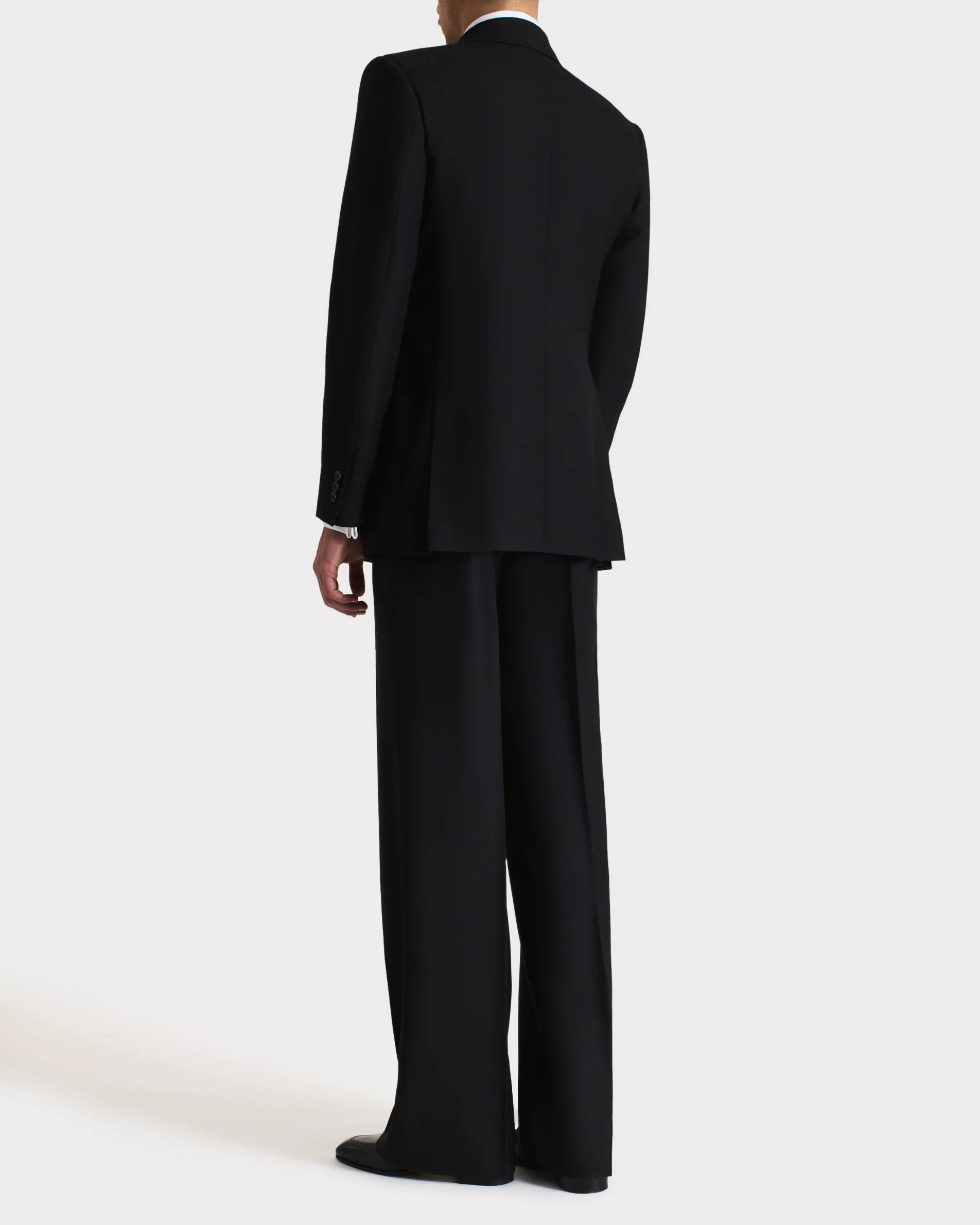 COSTUME CROISÉ EN SERGÉ DE LAINE - NOIR - Image 4