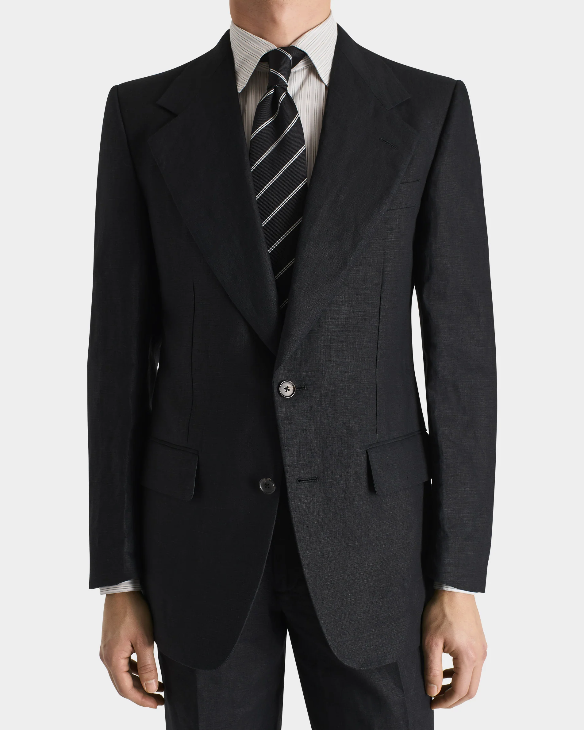 COSTUME DROIT EN LIN - NOIR - Image 4