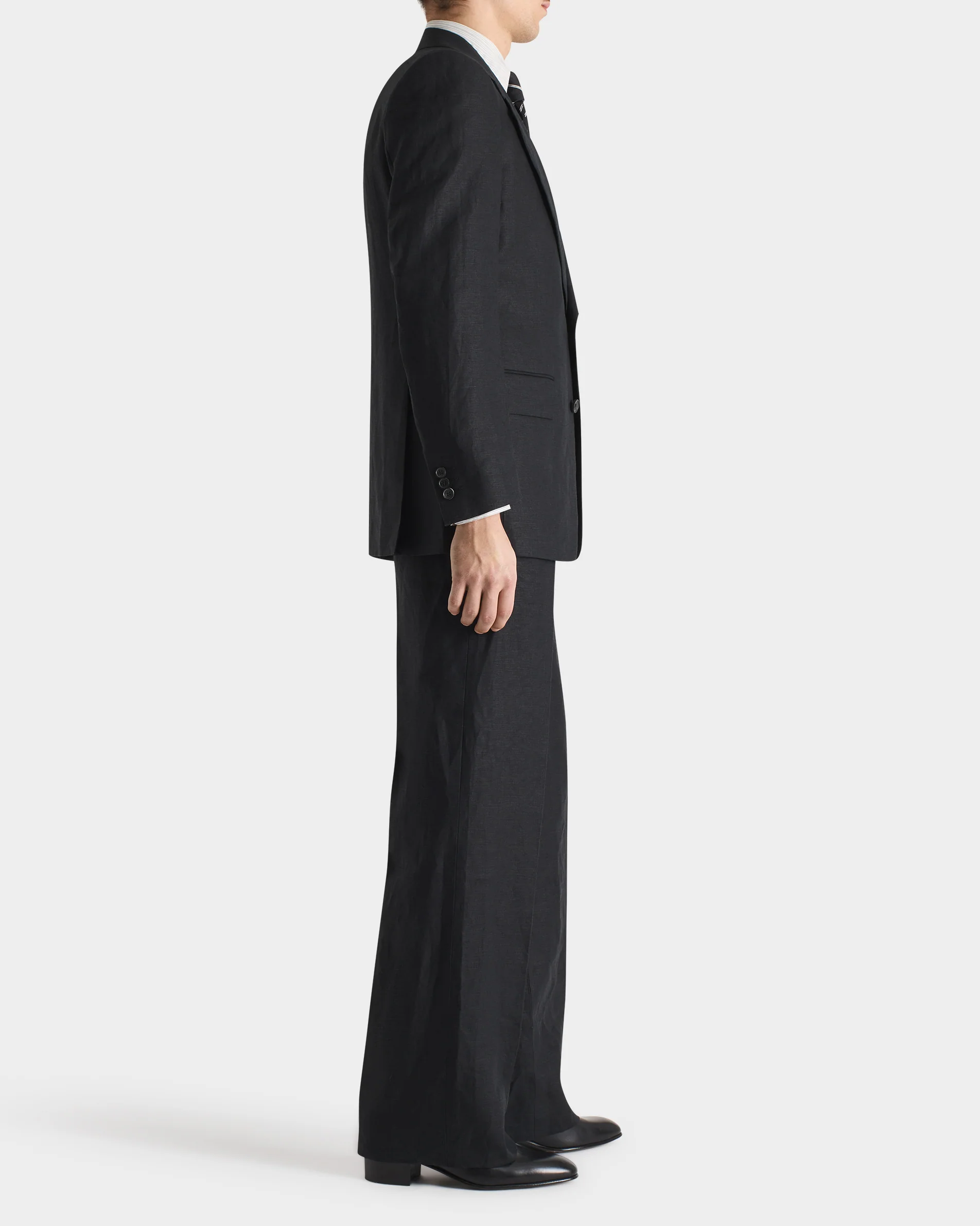 COSTUME DROIT EN LIN - NOIR - Image 5