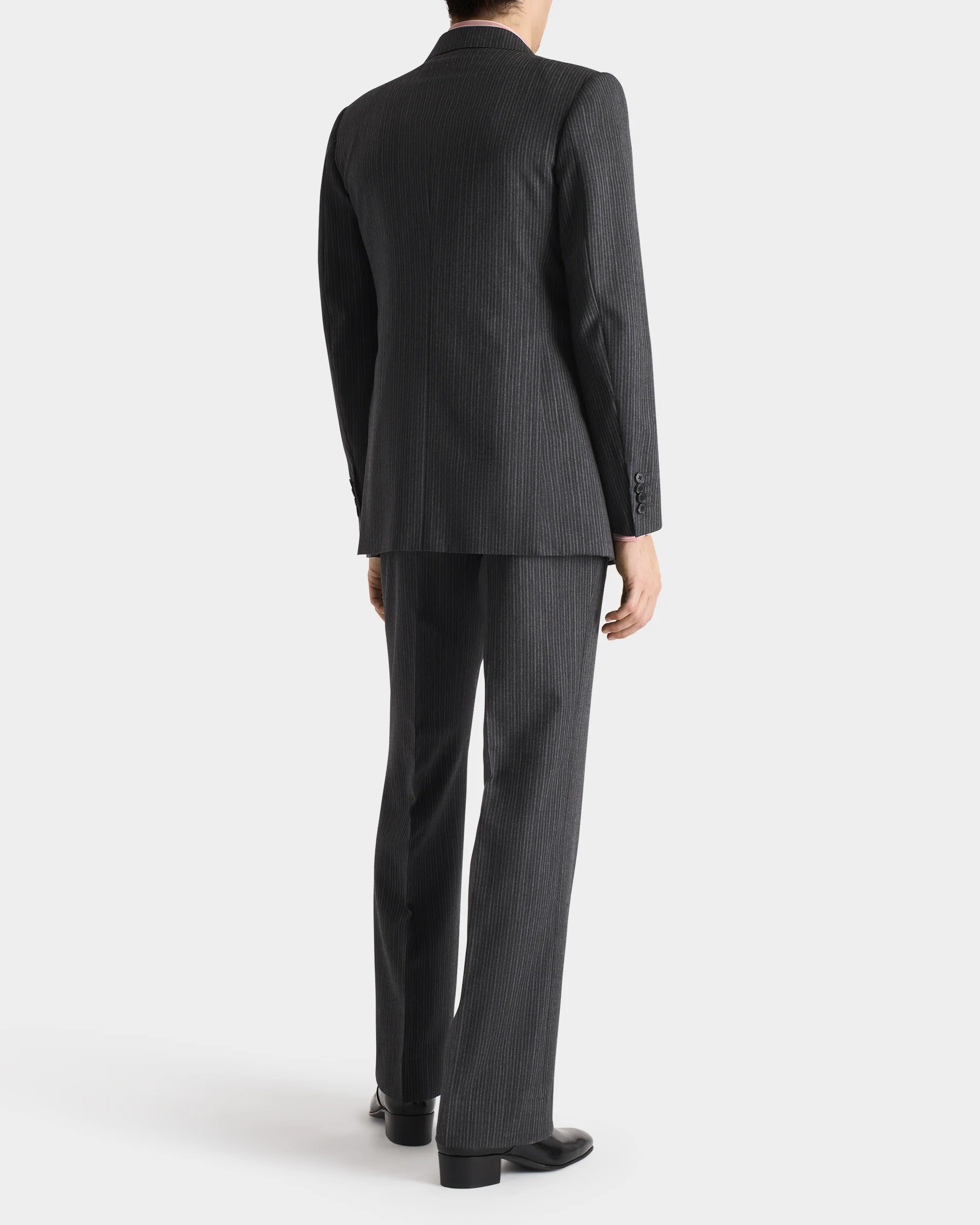COSTUME CROISĂ EN SERGĂ DE LAINE - ANTHRACITE Ă RAYURES GRISES - Image 5