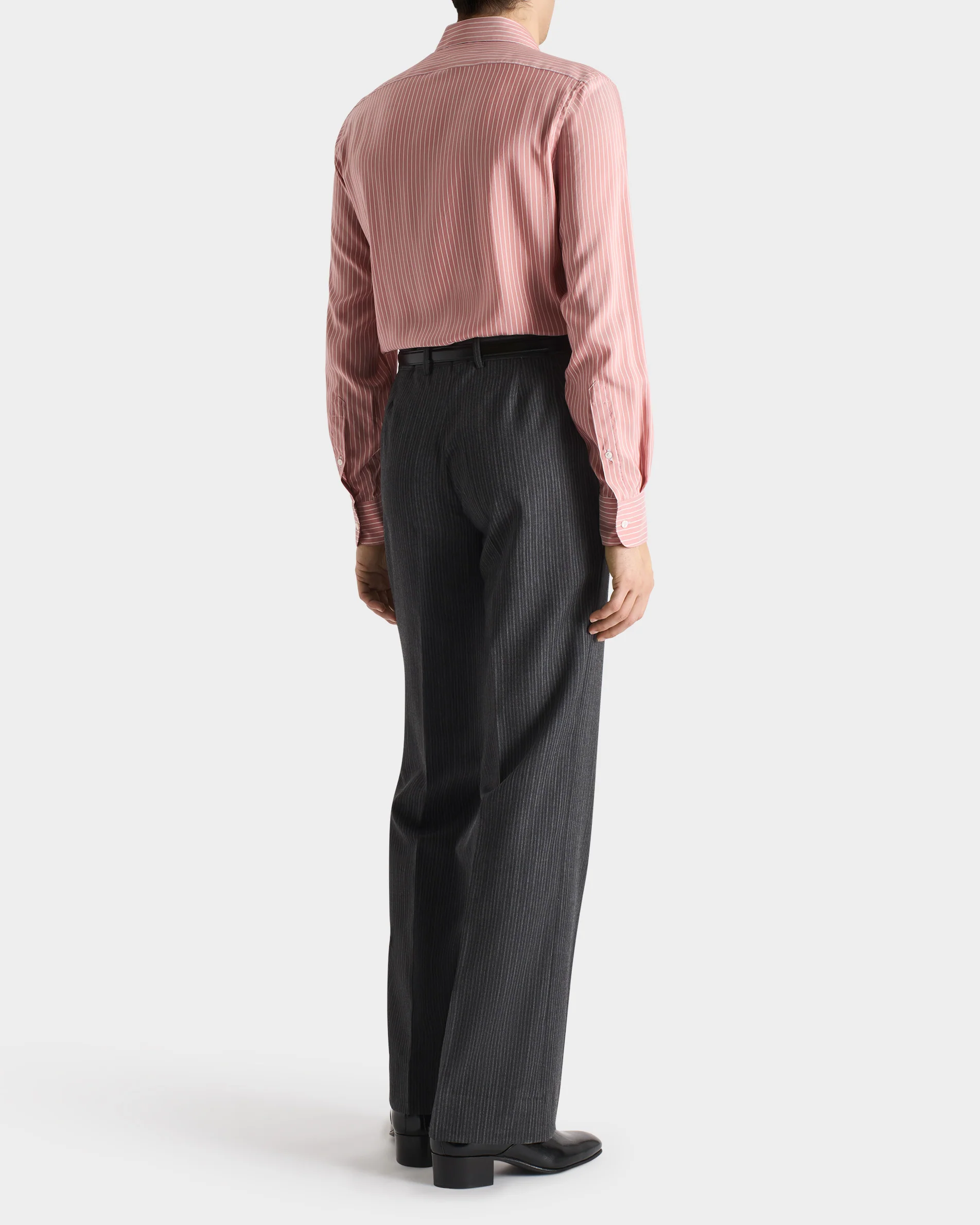 COSTUME CROISĂ EN SERGĂ DE LAINE - ANTHRACITE Ă RAYURES GRISES - Image 6