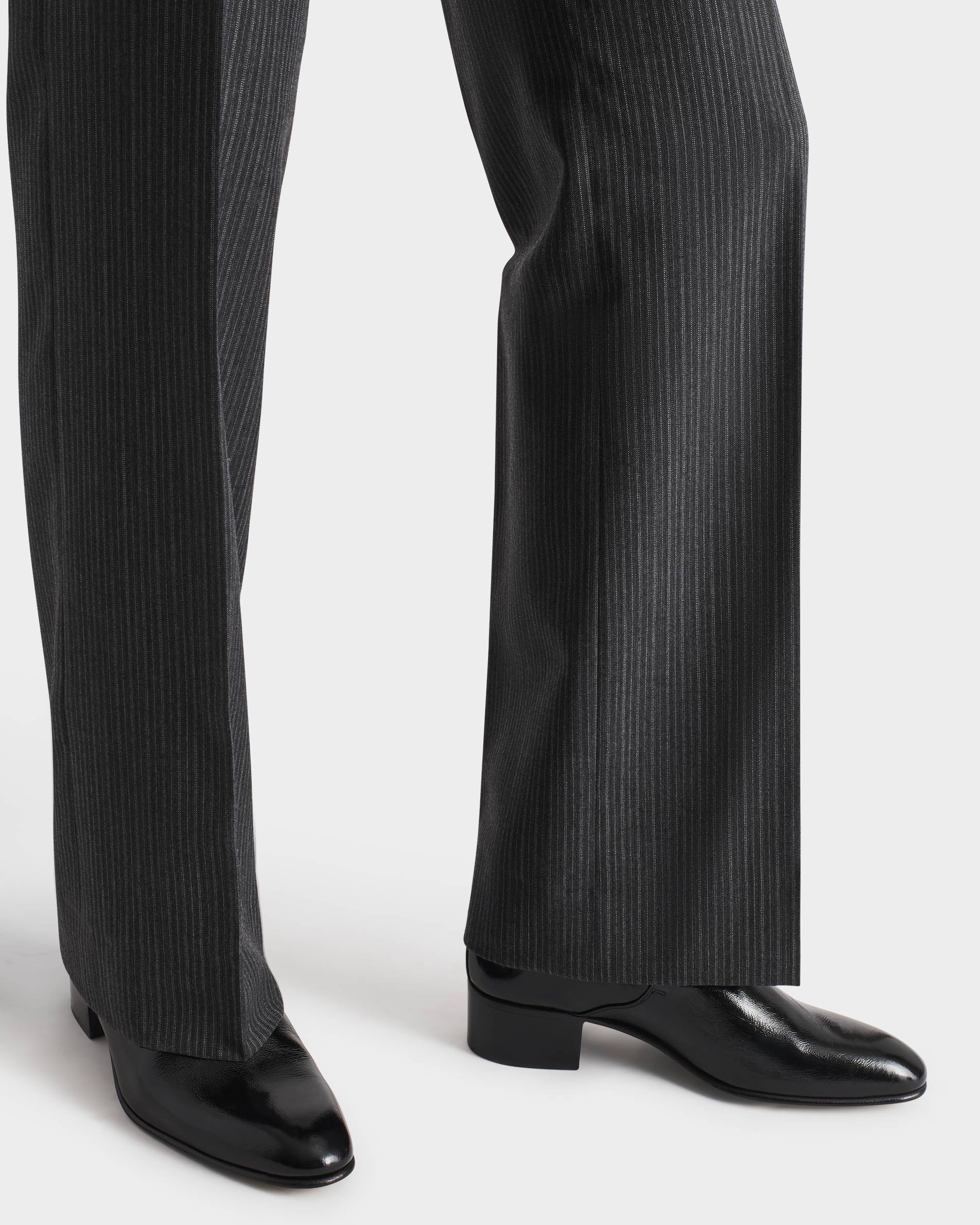 COSTUME CROISĂ EN SERGĂ DE LAINE - ANTHRACITE Ă RAYURES GRISES - Image 7