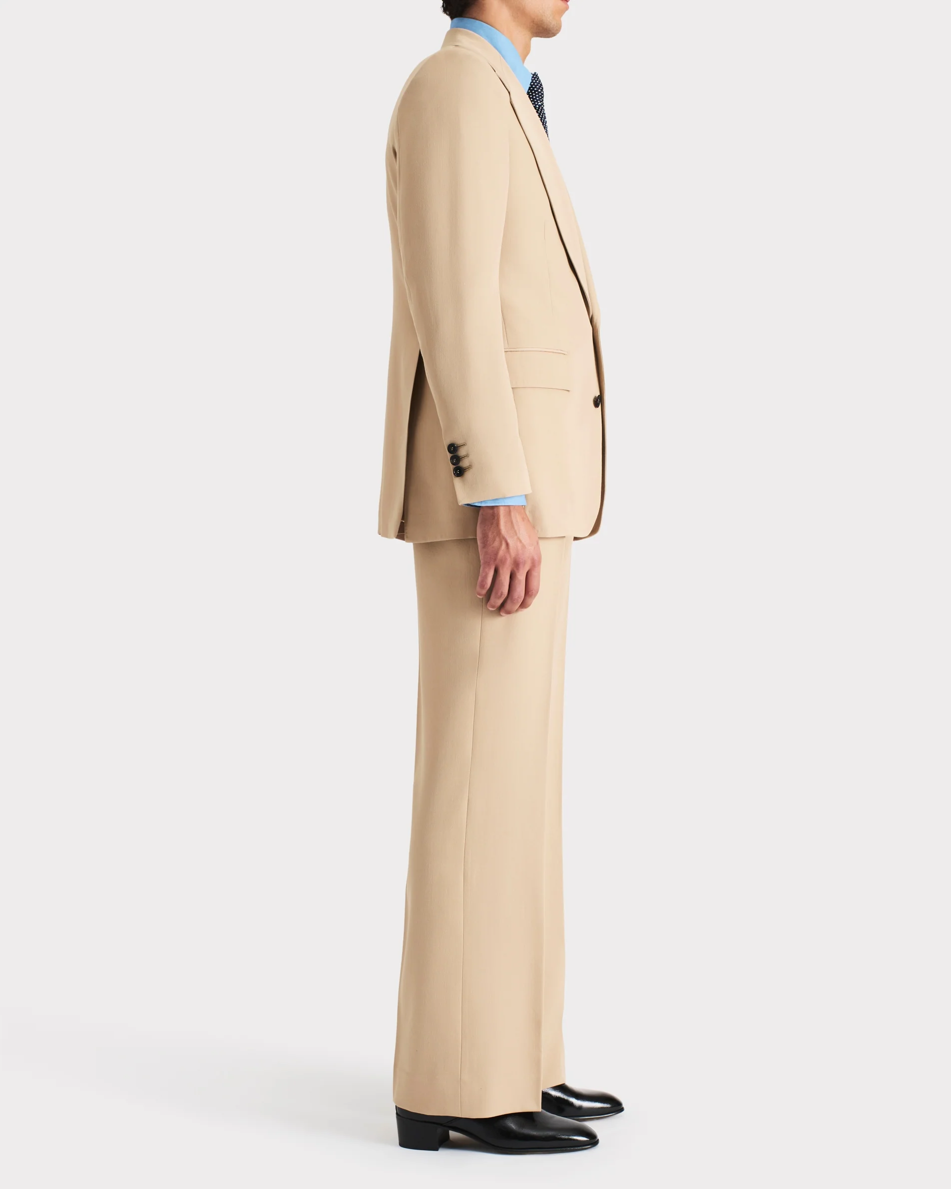 COSTUME DROIT EN GABARDINE DE LAINE - BEIGE - Image 3