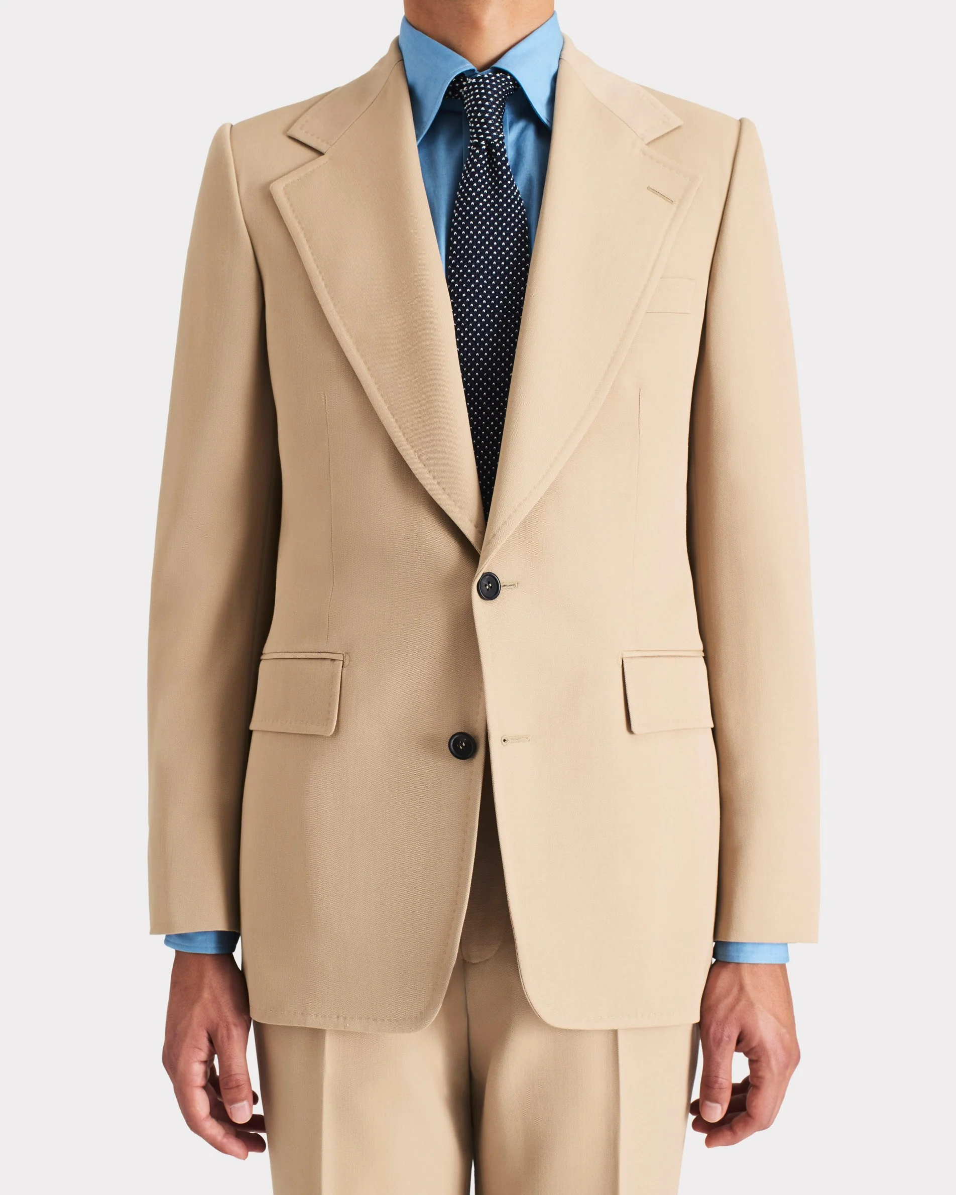 COSTUME DROIT EN GABARDINE DE LAINE - BEIGE - Image 4