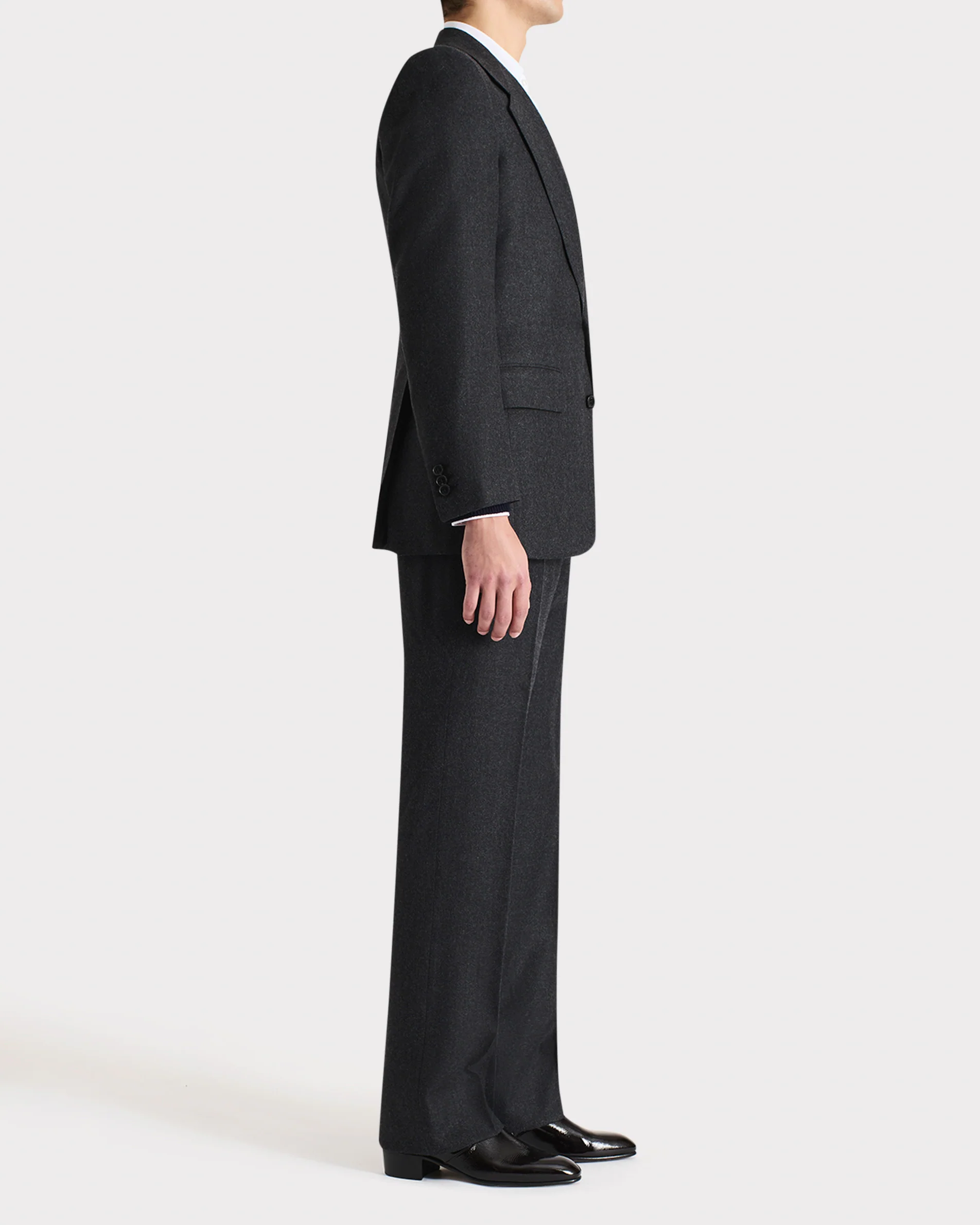 COSTUME DROIT EN FLANELLE DE LAINE - ANTHRACITE - Image 3