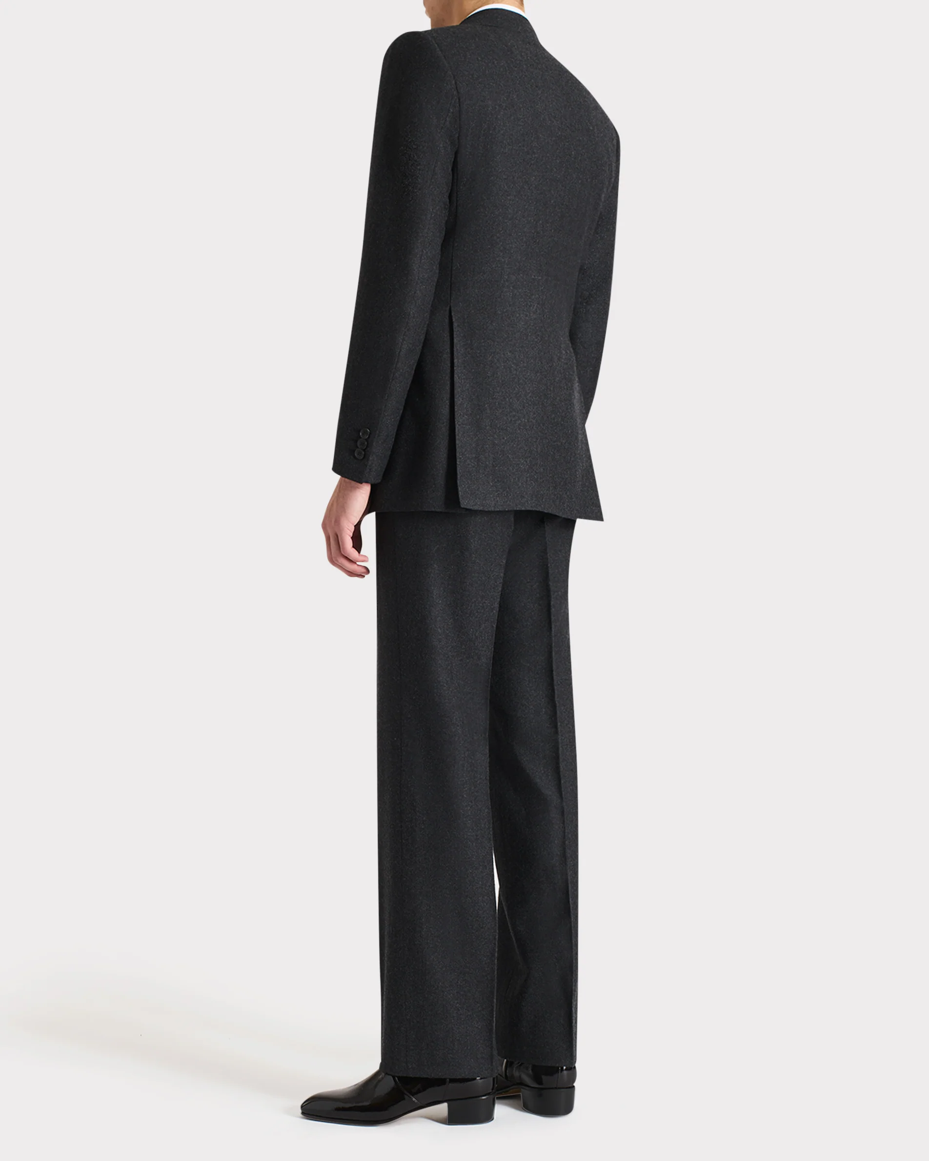 COSTUME DROIT EN FLANELLE DE LAINE - ANTHRACITE - Image 4