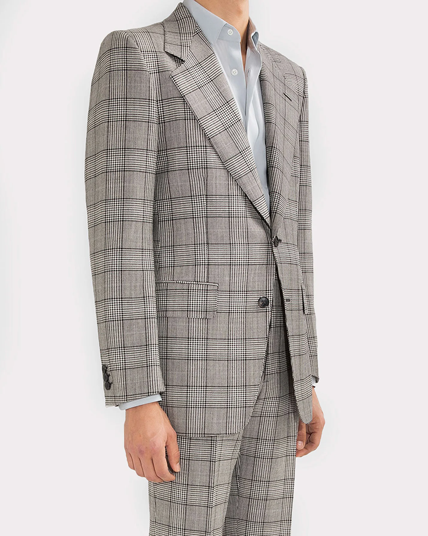 COSTUME DROIT EN LAINE MÉRINOS - PRINCE DE GALLES NOIR ET BLANC - Image 3